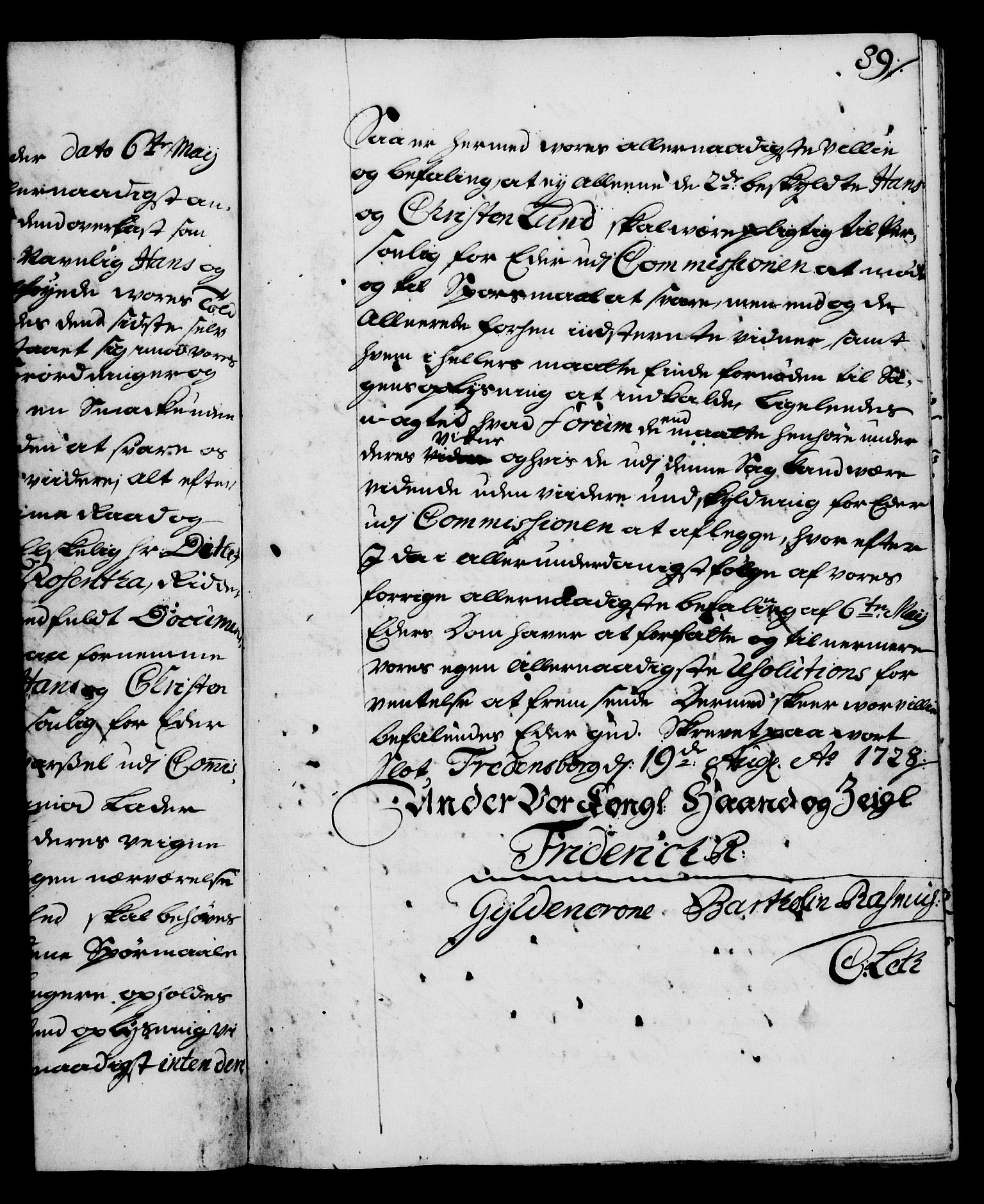 Rentekammeret, Kammerkanselliet, RA/EA-3111/G/Gg/Gga/L0003: Norsk ekspedisjonsprotokoll med register (merket RK 53.3), 1727-1734, p. 89