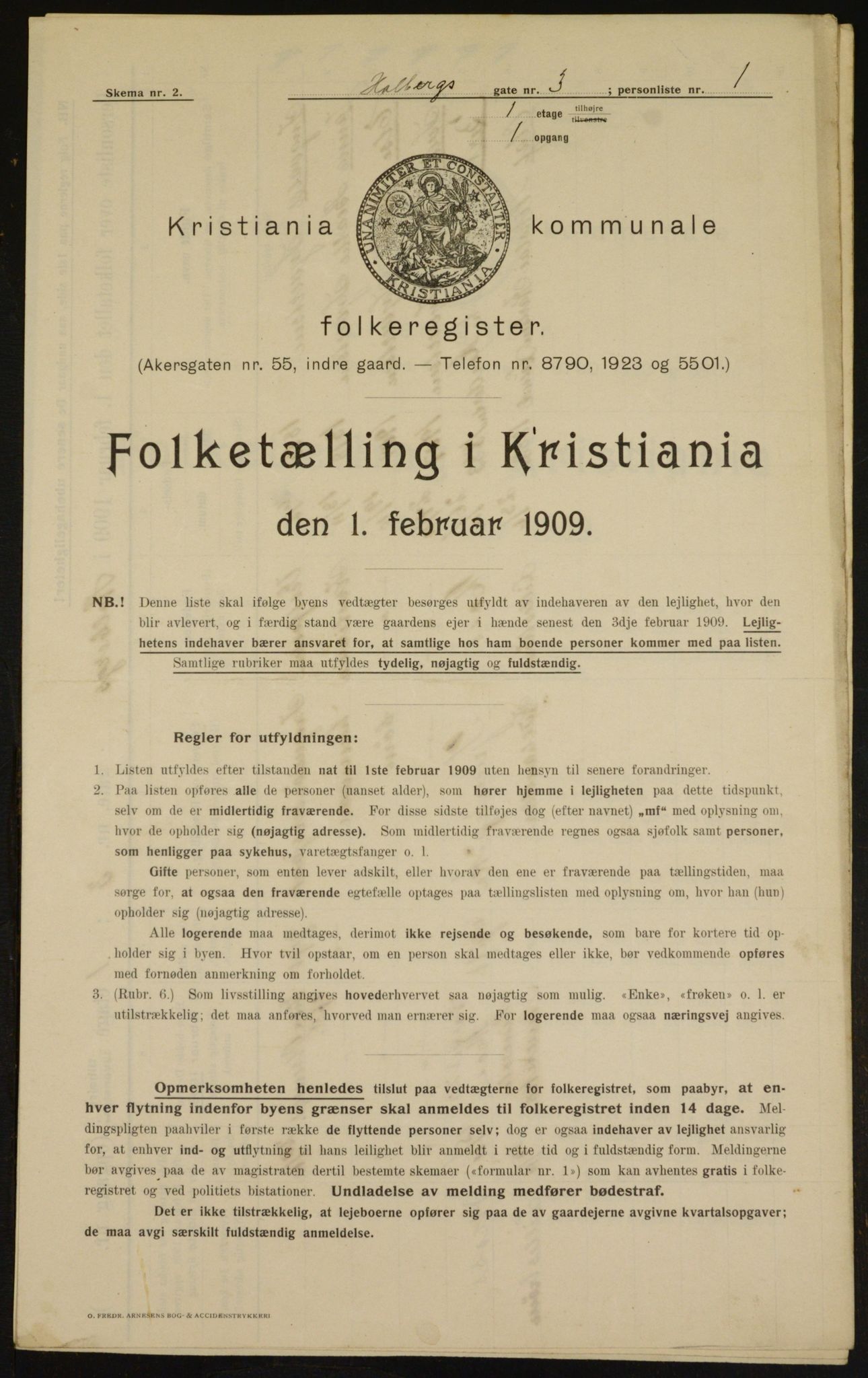 OBA, Municipal Census 1909 for Kristiania, 1909, p. 36481