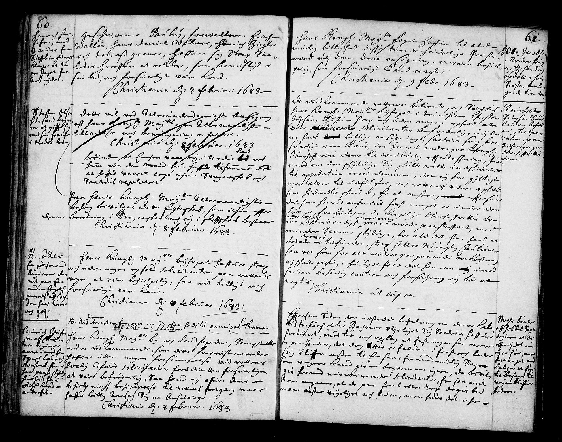 Stattholderembetet 1572-1771, AV/RA-EA-2870/Bc/L0003: Visestattholder Just Høeghs kopibok, 1682-1683, p. 60-61