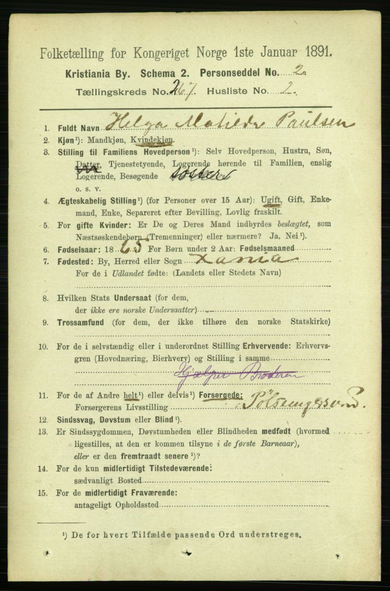 RA, 1891 census for 0301 Kristiania, 1891, p. 161550