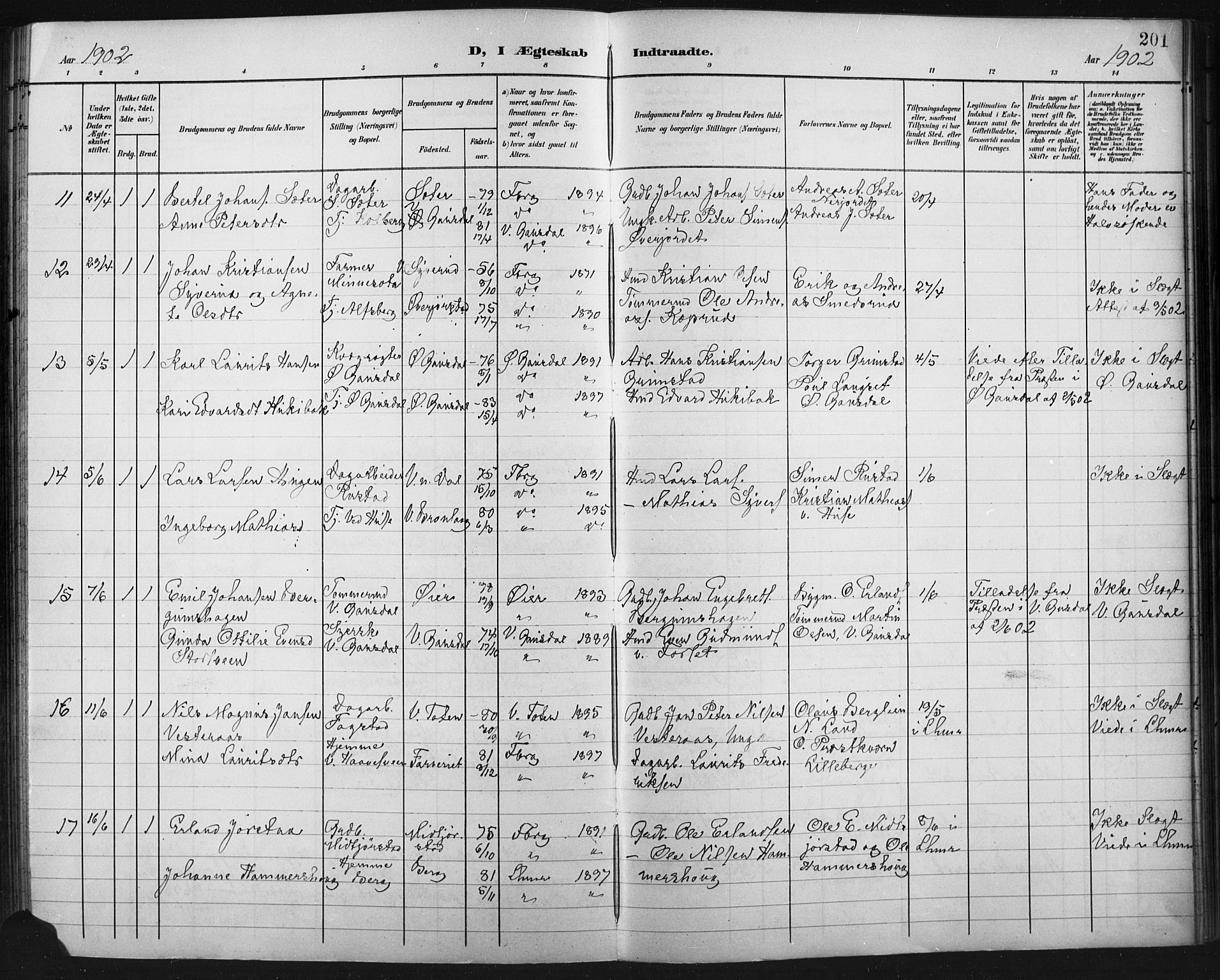 Fåberg prestekontor, AV/SAH-PREST-086/H/Ha/Hab/L0011: Parish register (copy) no. 11, 1901-1921, p. 201