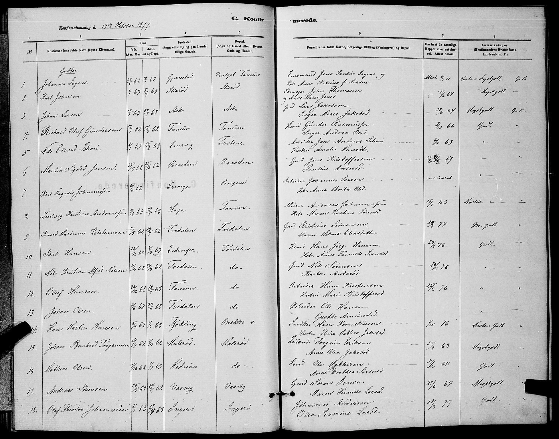 Brunlanes kirkebøker, SAKO/A-342/G/Ga/L0003: Parish register (copy) no. I 3, 1877-1898