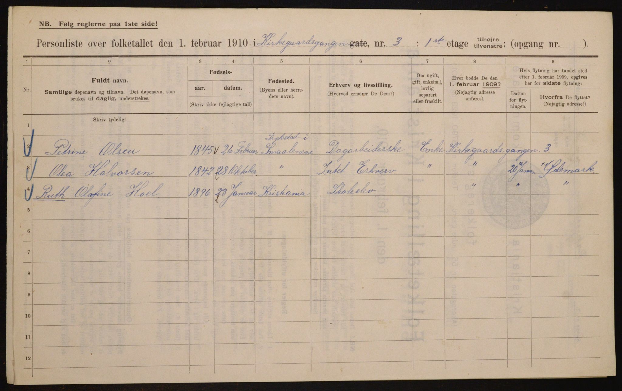 OBA, Municipal Census 1910 for Kristiania, 1910, p. 48477