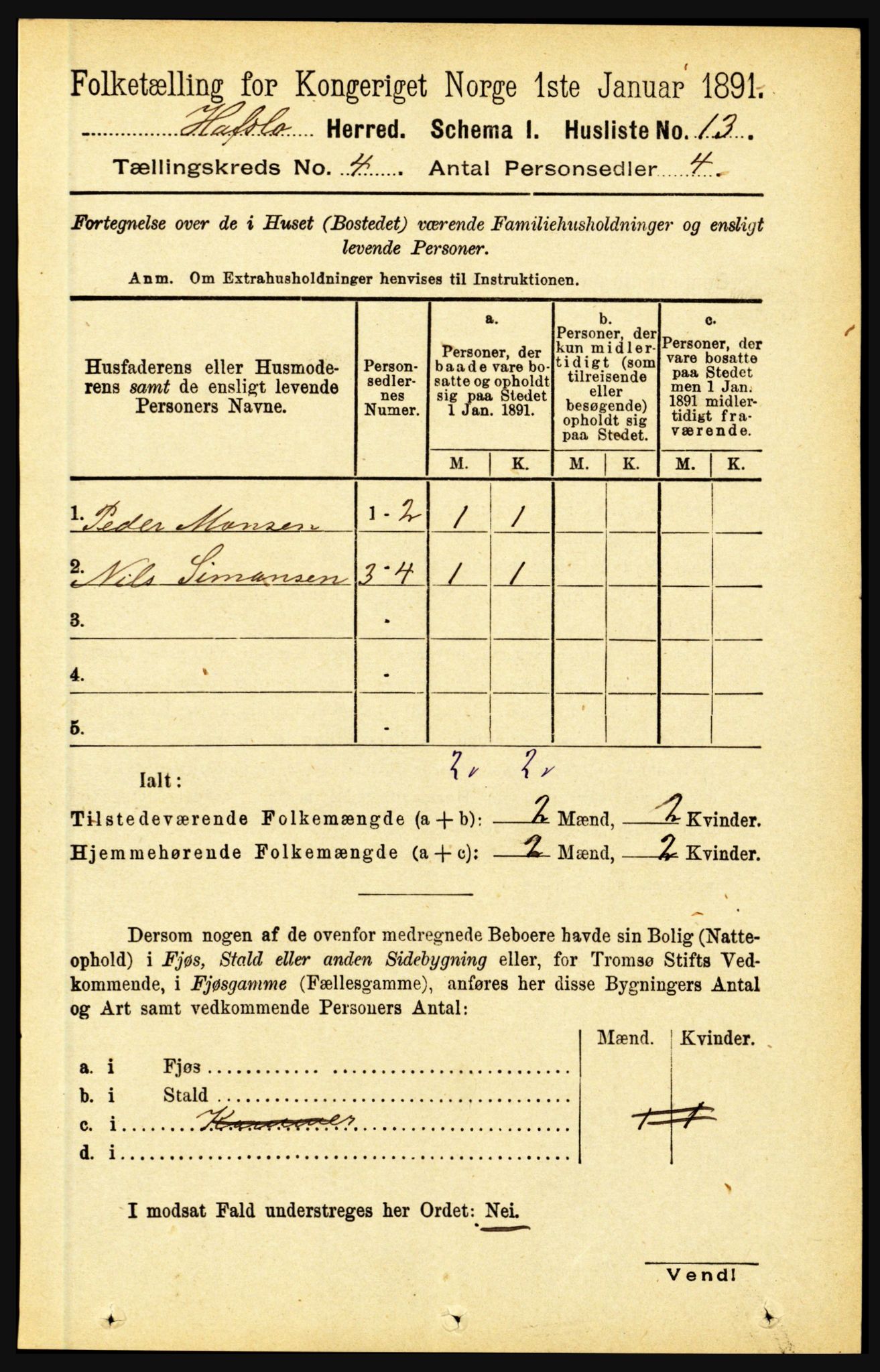 RA, 1891 census for 1425 Hafslo, 1891, p. 1528