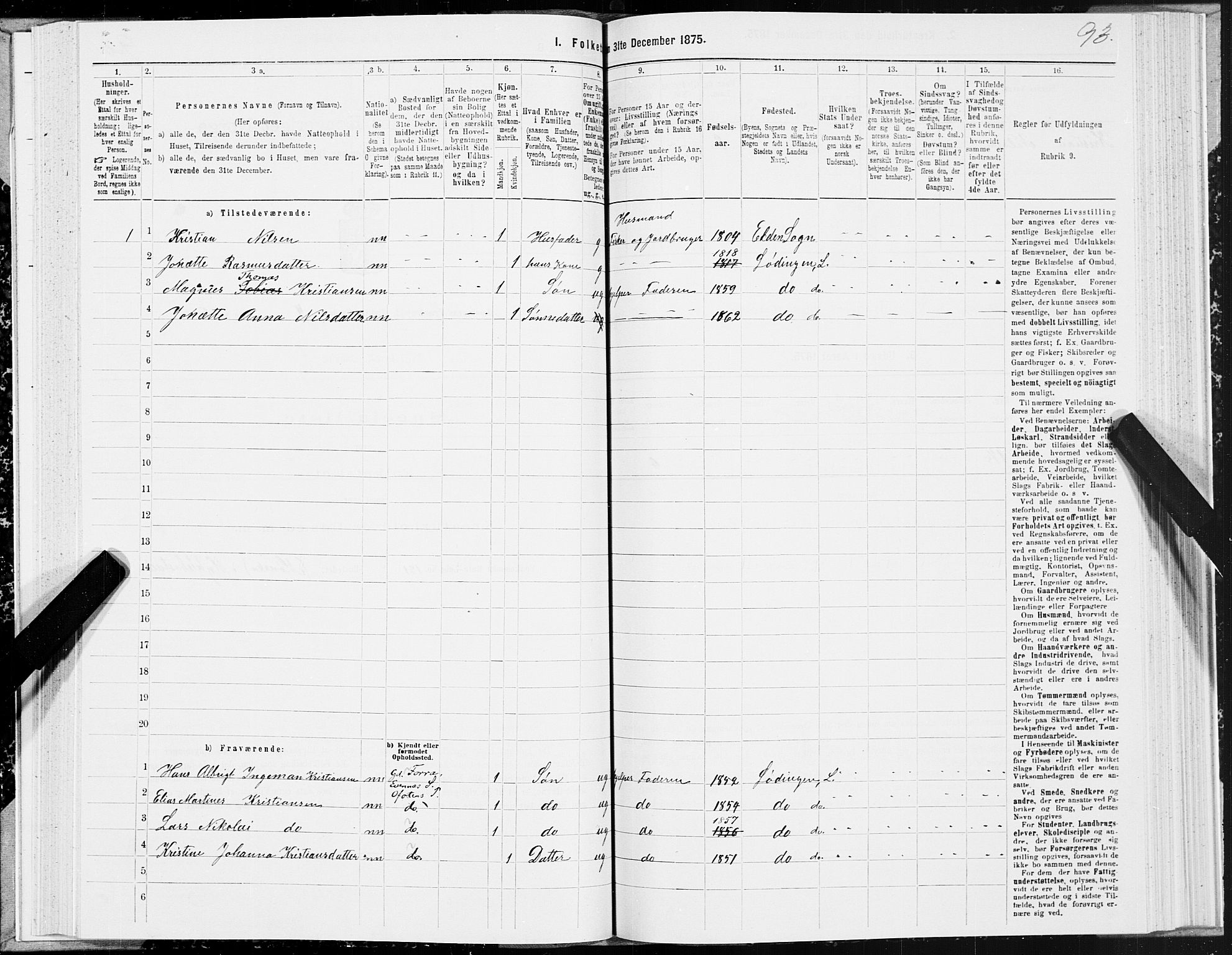 SAT, 1875 census for 1851P Lødingen, 1875, p. 2093