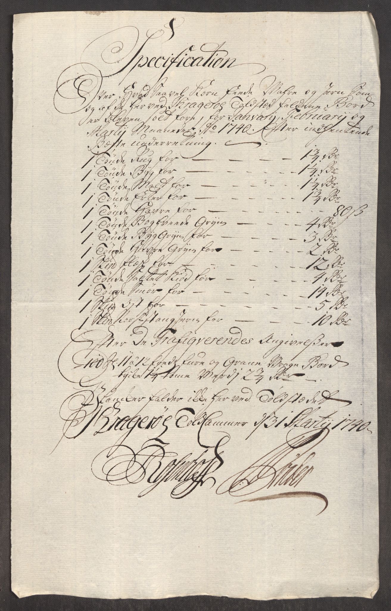 Rentekammeret inntil 1814, Realistisk ordnet avdeling, AV/RA-EA-4070/Oe/L0002: [Ø1]: Priskuranter, 1740-1744, p. 120