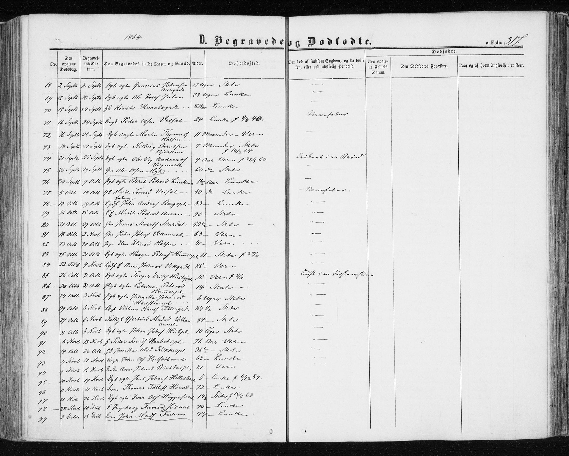 Ministerialprotokoller, klokkerbøker og fødselsregistre - Nord-Trøndelag, SAT/A-1458/709/L0075: Parish register (official) no. 709A15, 1859-1870, p. 317