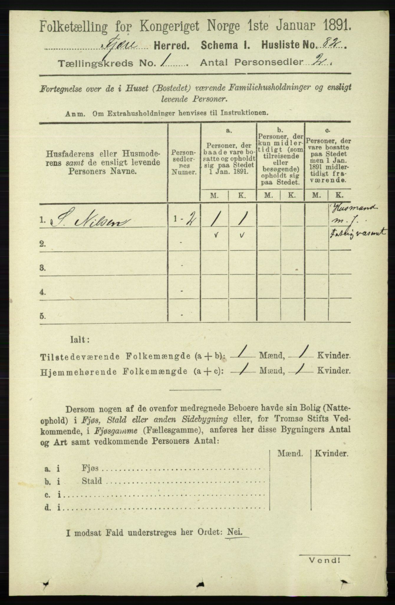 RA, 1891 census for 0923 Fjære, 1891, p. 117