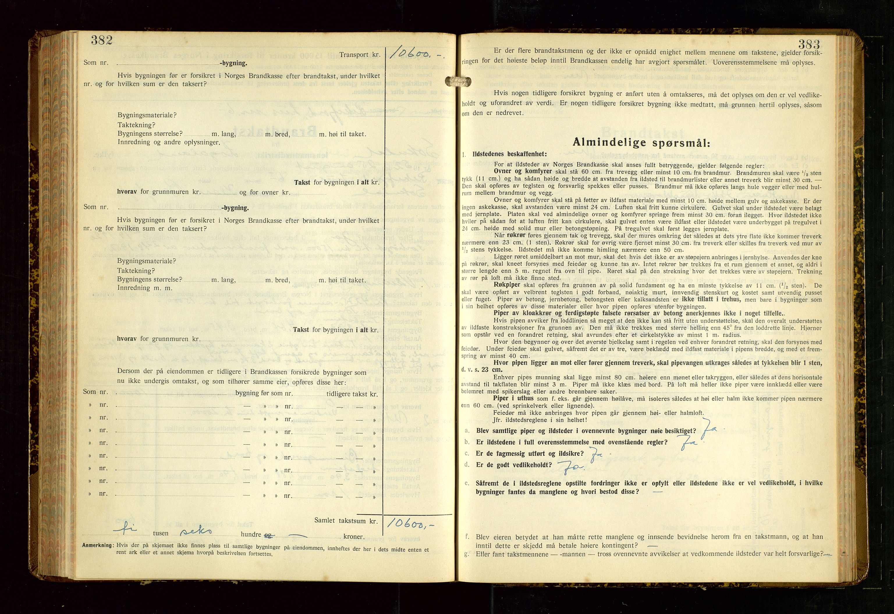 Sokndal lensmannskontor, AV/SAST-A-100417/Gob/L0008: "Brandtakst-Protokoll", 1937-1955, p. 382-383