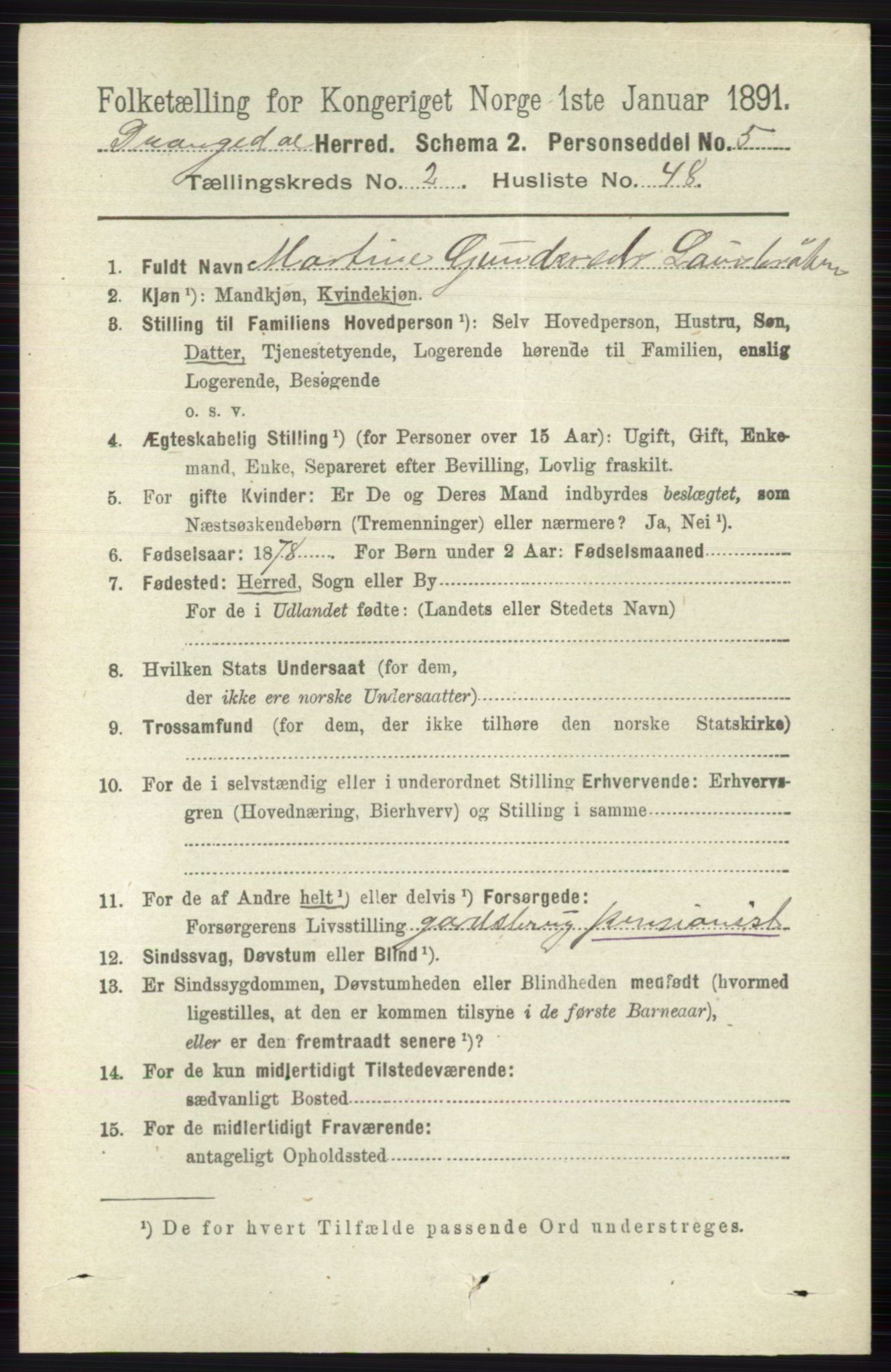 RA, 1891 census for 0817 Drangedal, 1891, p. 787