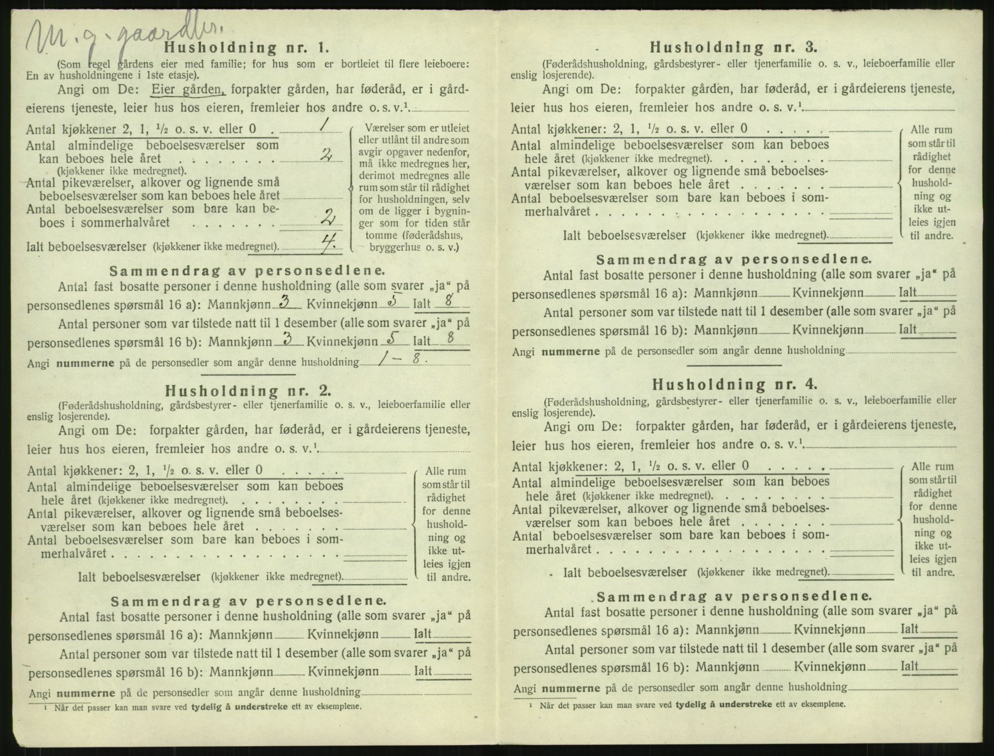 SAT, 1920 census for Vestnes, 1920, p. 872