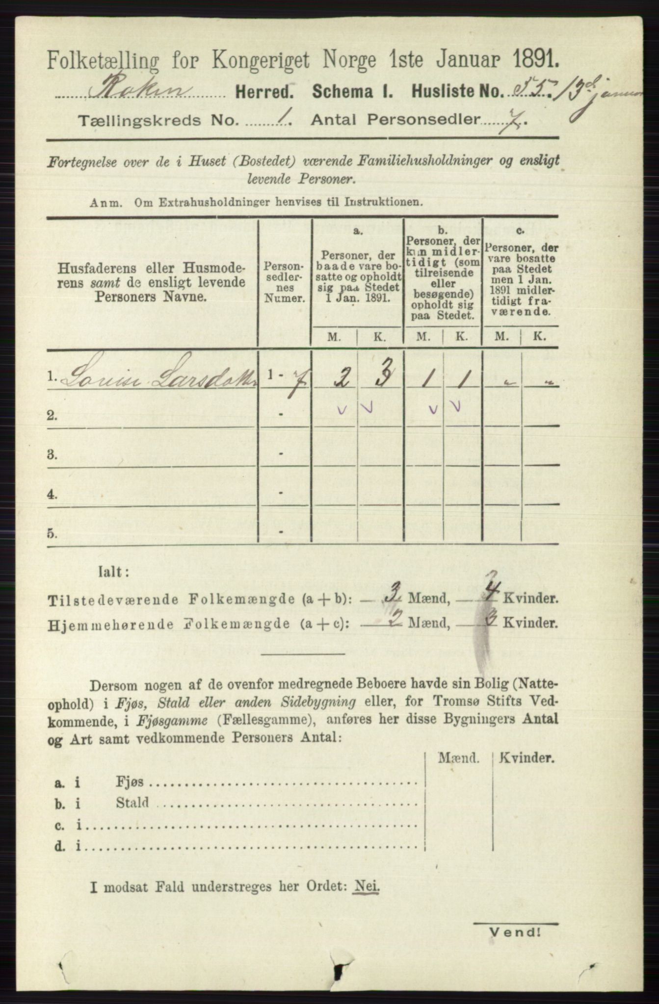 RA, 1891 census for 0627 Røyken, 1891, p. 78