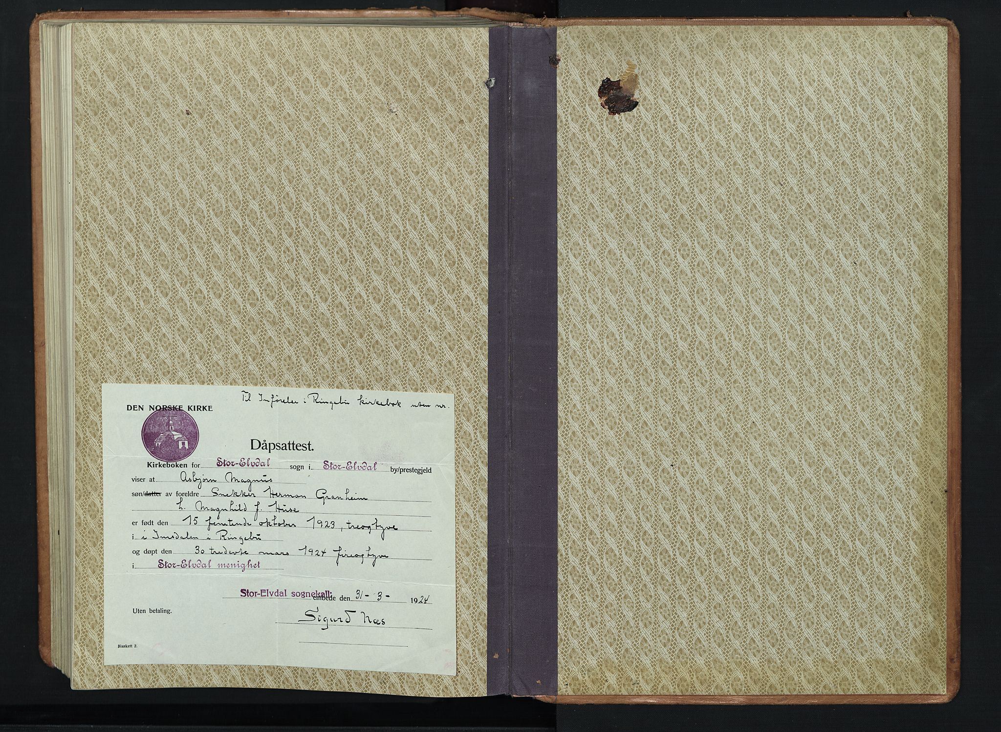 Ringebu prestekontor, AV/SAH-PREST-082/H/Ha/Hab/L0011: Parish register (copy) no. 11, 1921-1943