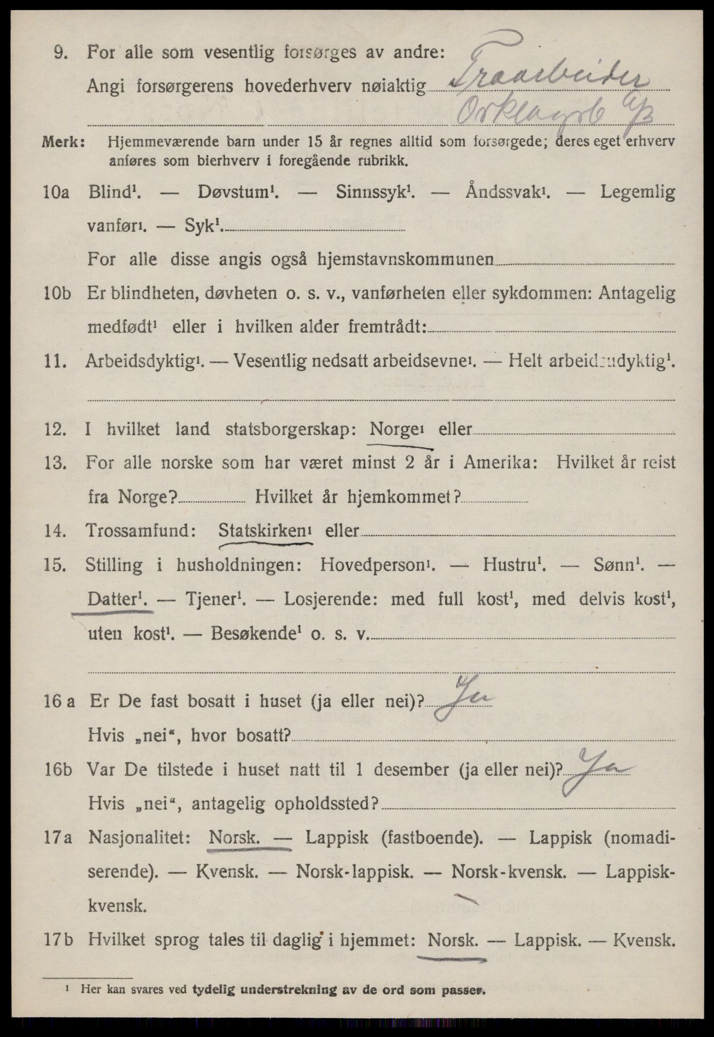 SAT, 1920 census for Meldal, 1920, p. 9126