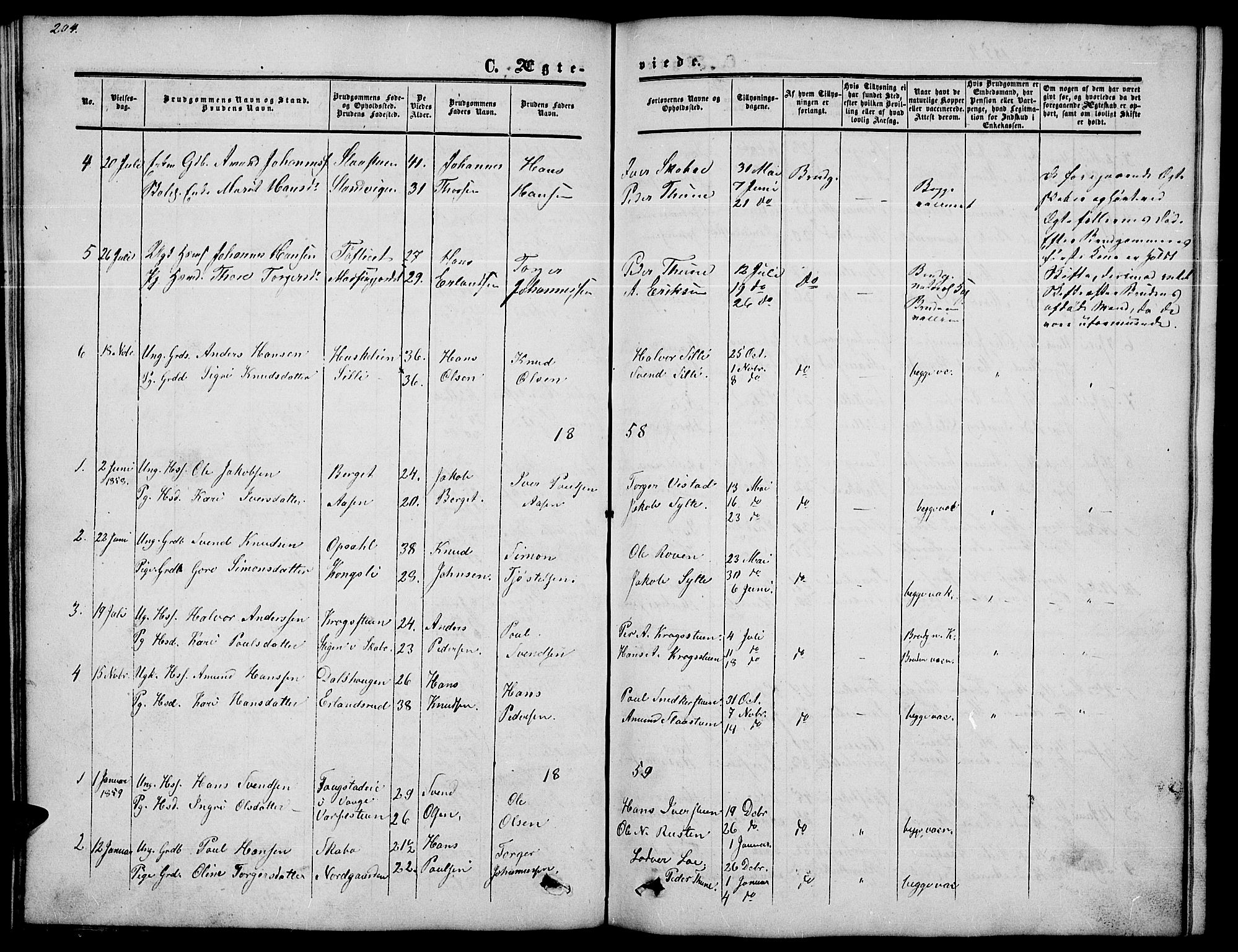 Nord-Fron prestekontor, SAH/PREST-080/H/Ha/Hab/L0002: Parish register (copy) no. 2, 1851-1883, p. 204
