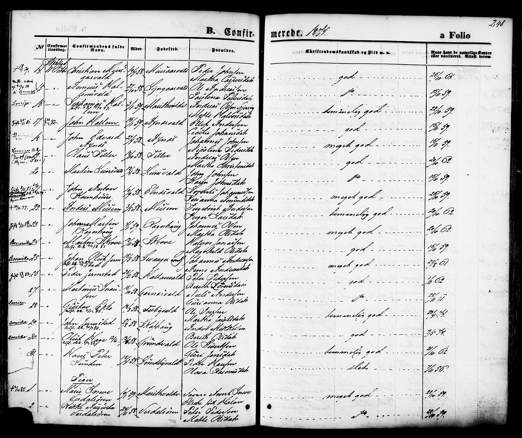 Ministerialprotokoller, klokkerbøker og fødselsregistre - Nord-Trøndelag, SAT/A-1458/723/L0242: Parish register (official) no. 723A11, 1870-1880, p. 248
