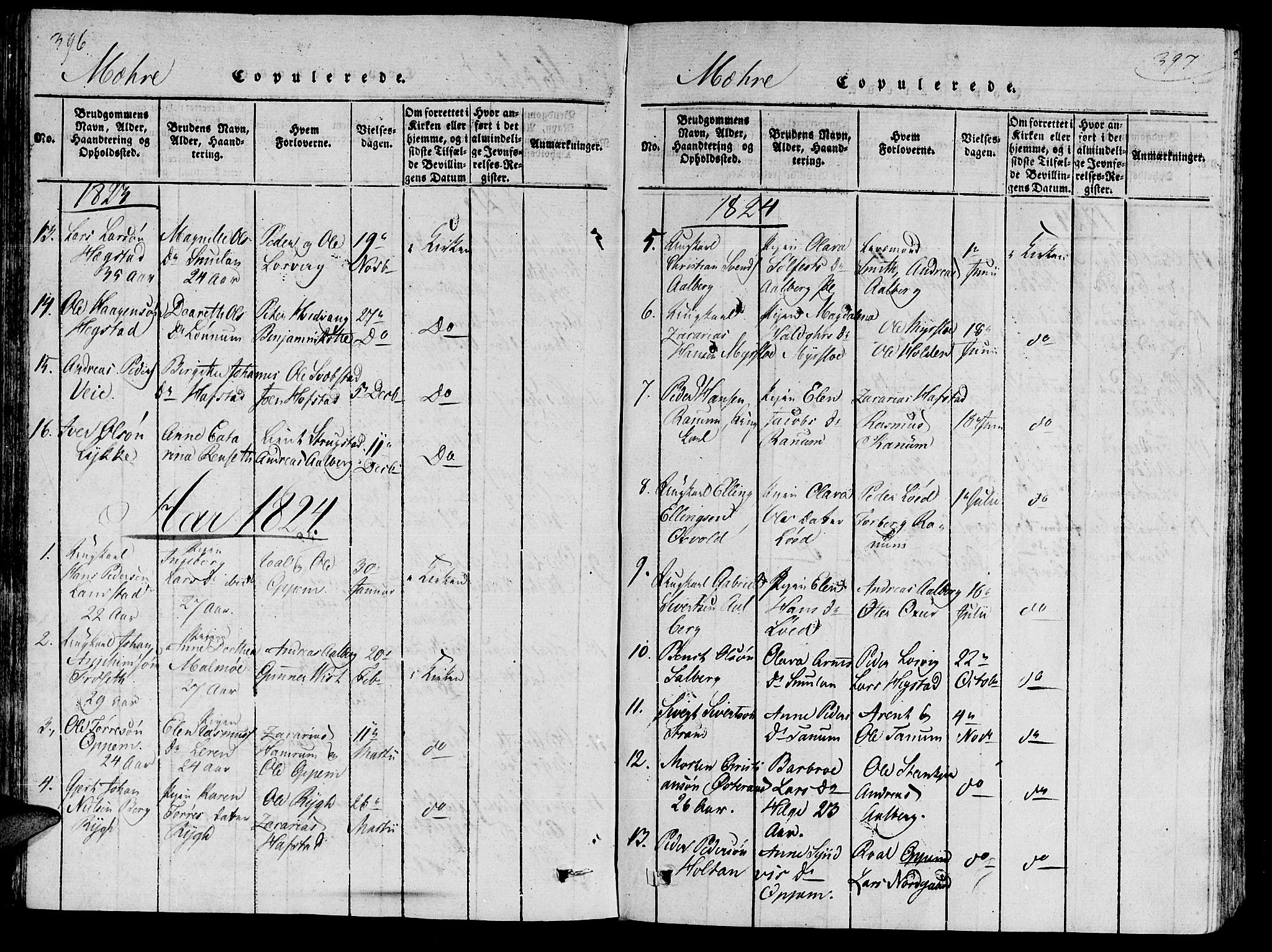 Ministerialprotokoller, klokkerbøker og fødselsregistre - Nord-Trøndelag, SAT/A-1458/735/L0333: Parish register (official) no. 735A04 /1, 1816-1824, p. 396-397