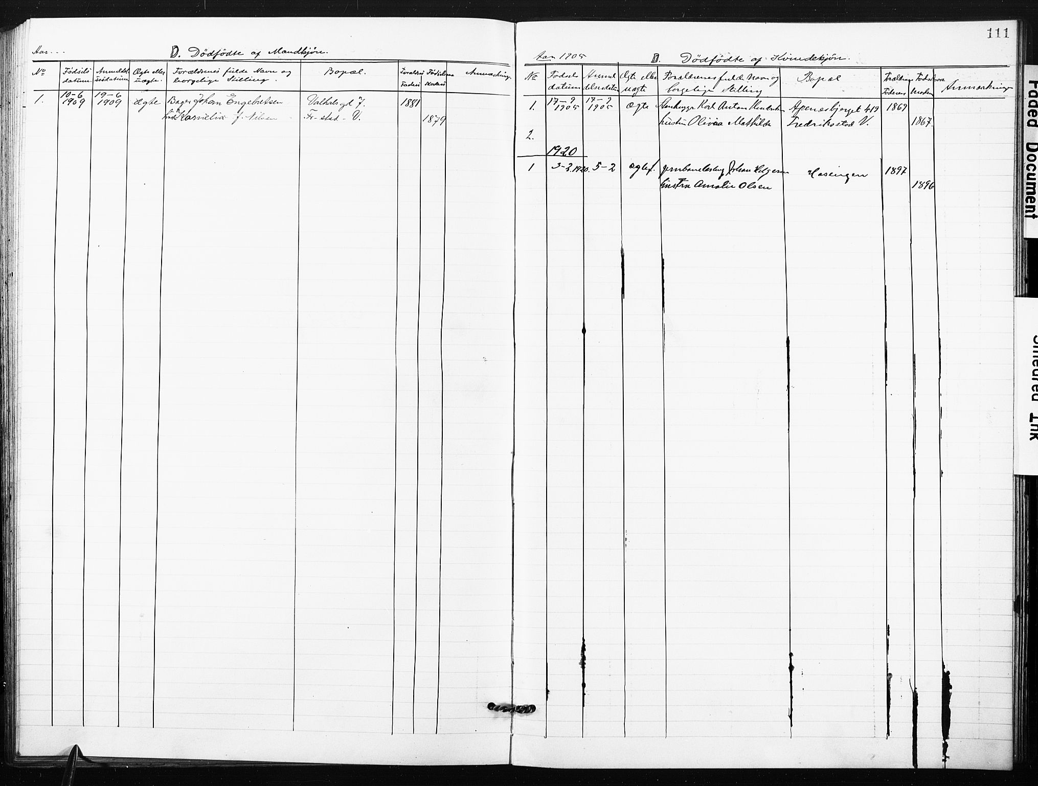 Kristi menighet Fredrikstad , SAO/PAO-0231/A/L0002: Dissenter register no. 2, 1904-1932, p. 111