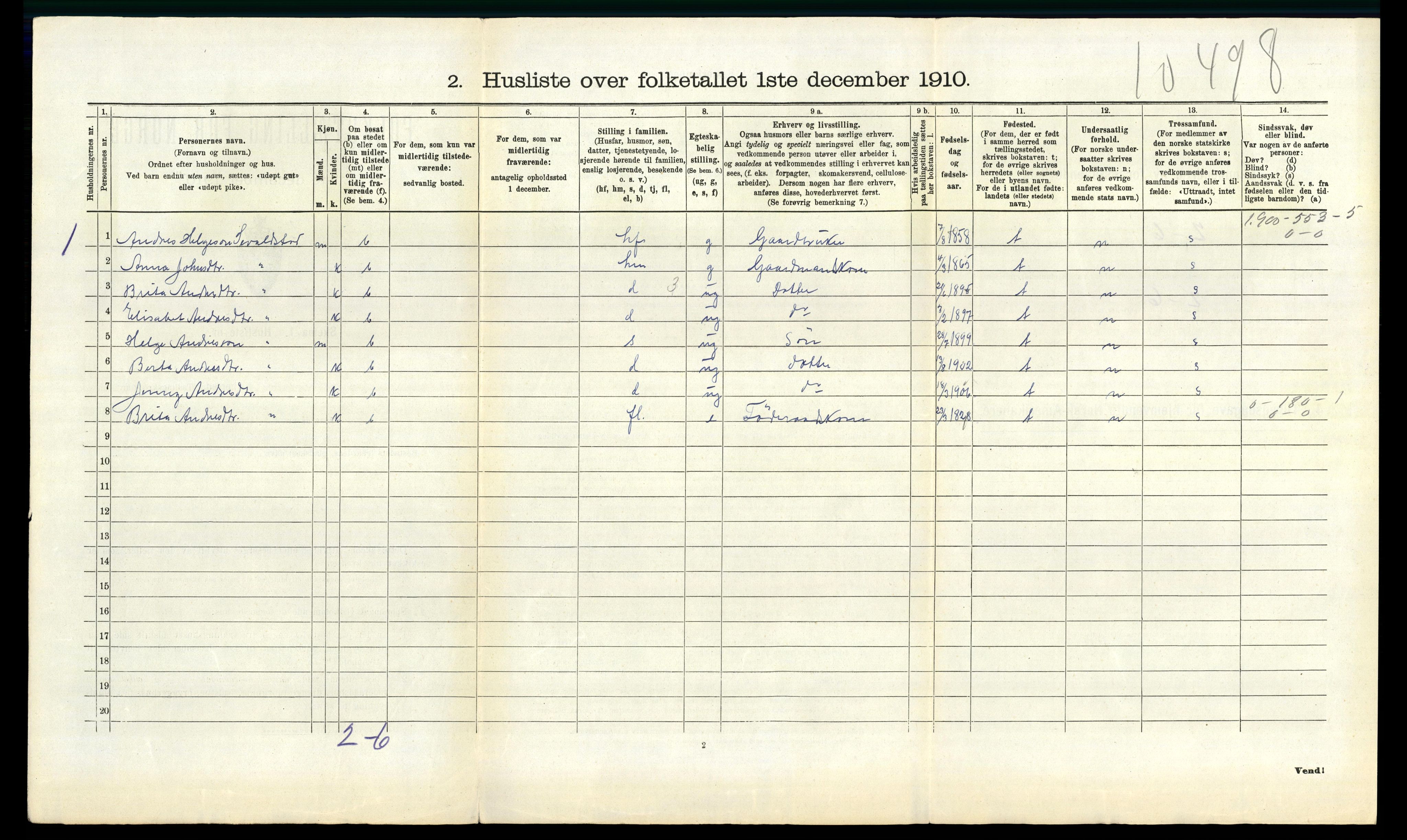 RA, 1910 census for Evanger, 1910, p. 328