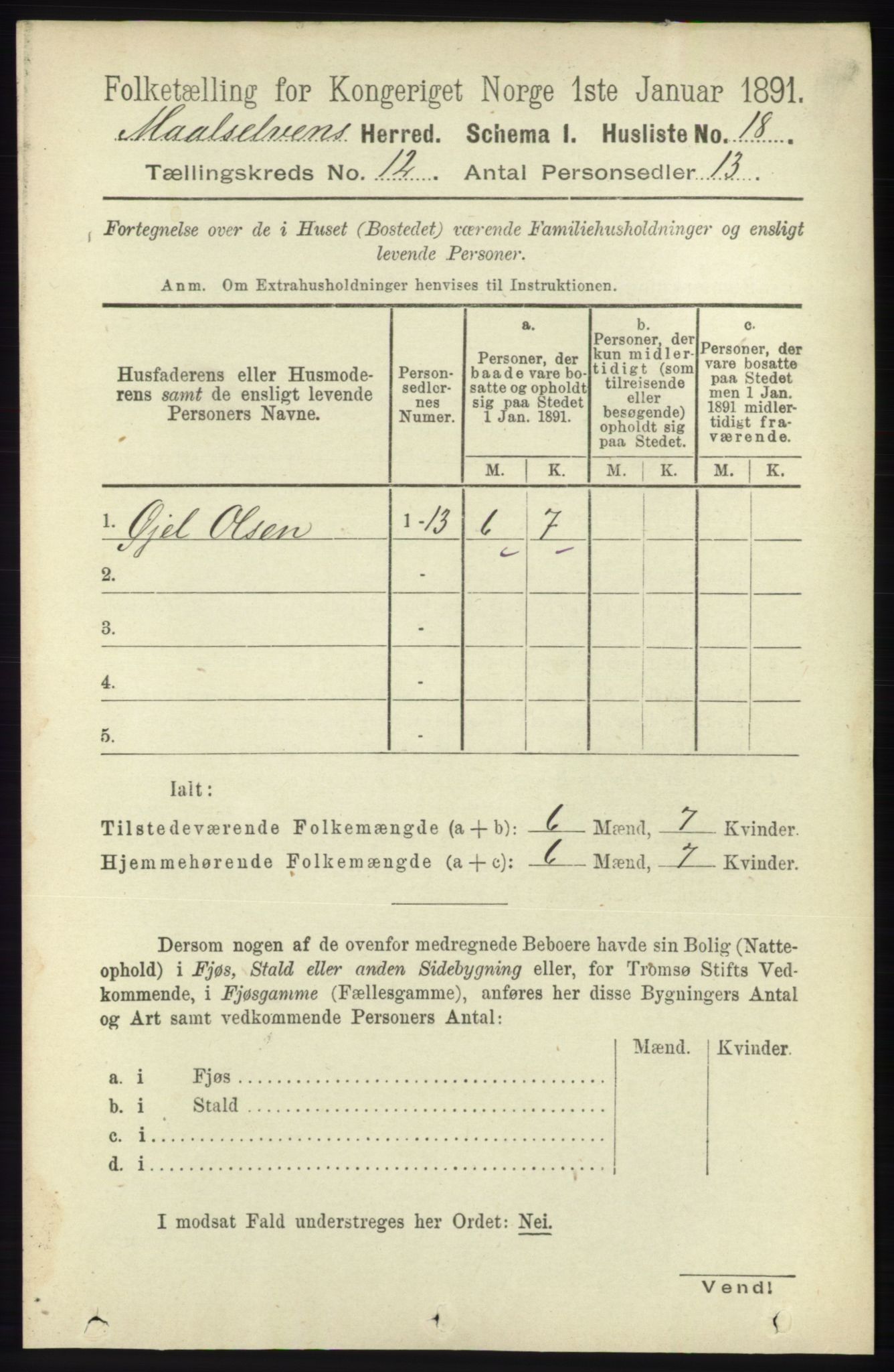 RA, 1891 census for 1924 Målselv, 1891, p. 3778