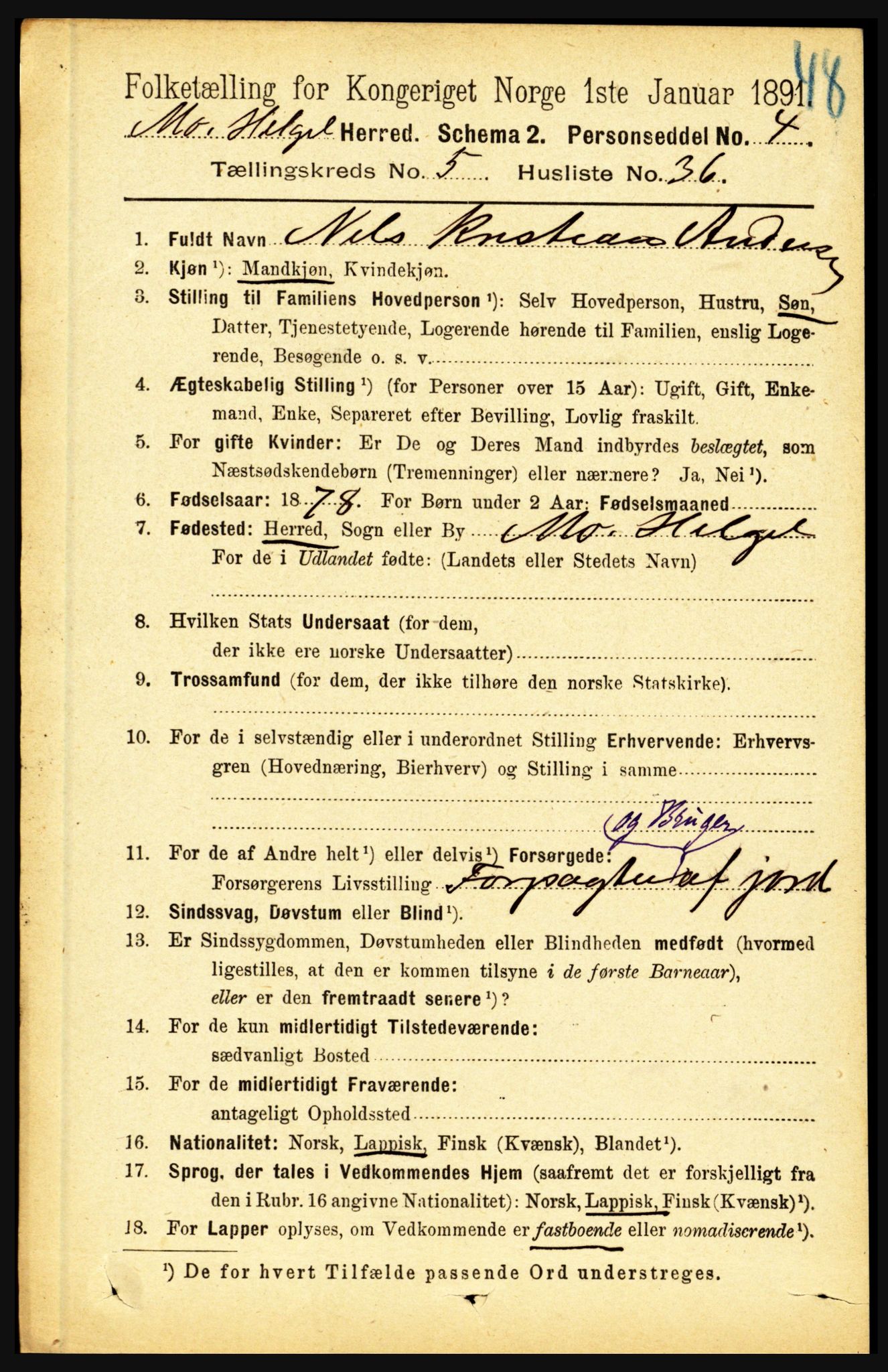 RA, 1891 census for 1833 Mo, 1891, p. 2158