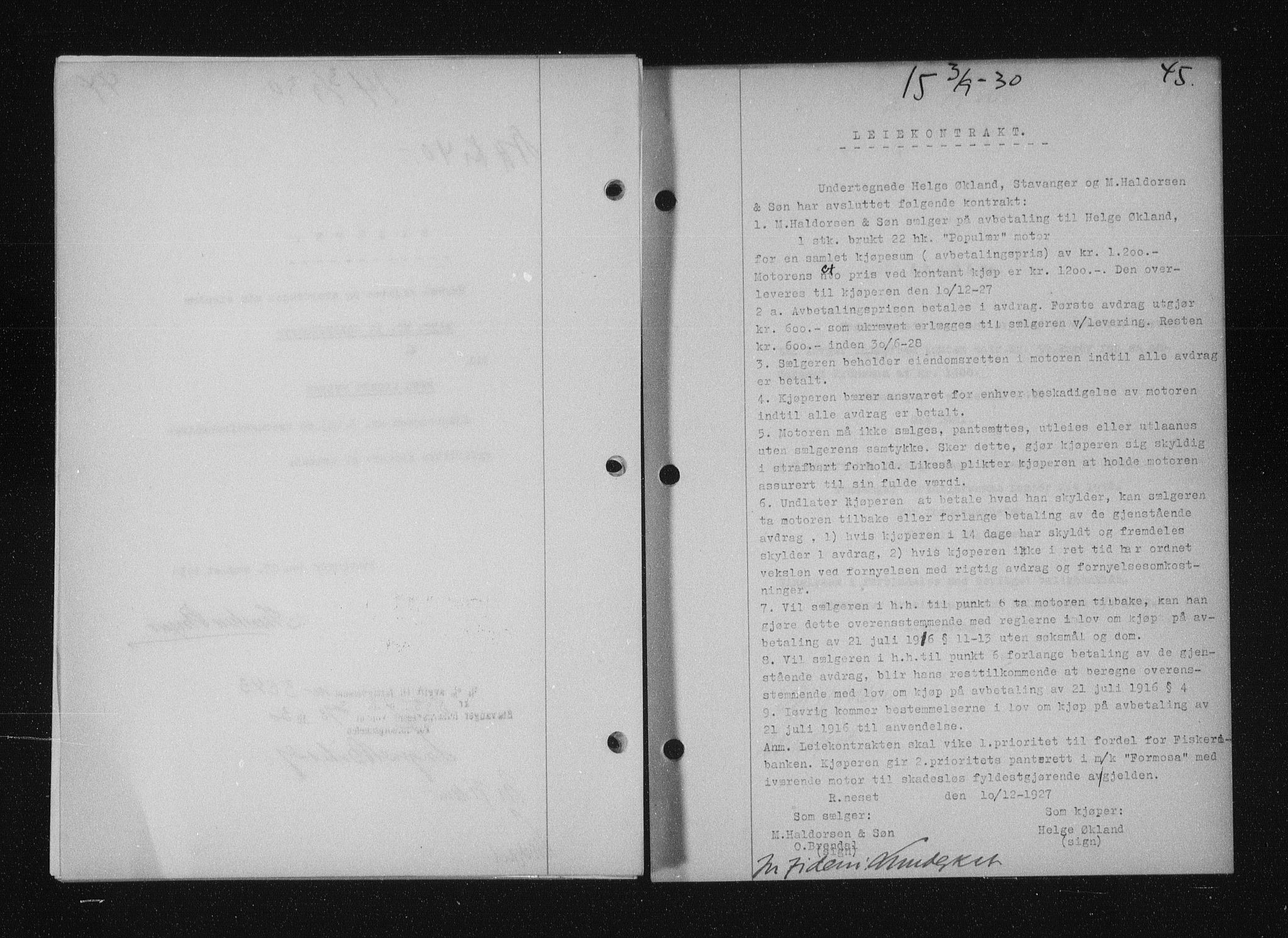 Stavanger byfogd, SAST/A-101408/001/4/41/410/410BB/L0058: Mortgage book no. 48, 1930-1931, Deed date: 03.09.1930