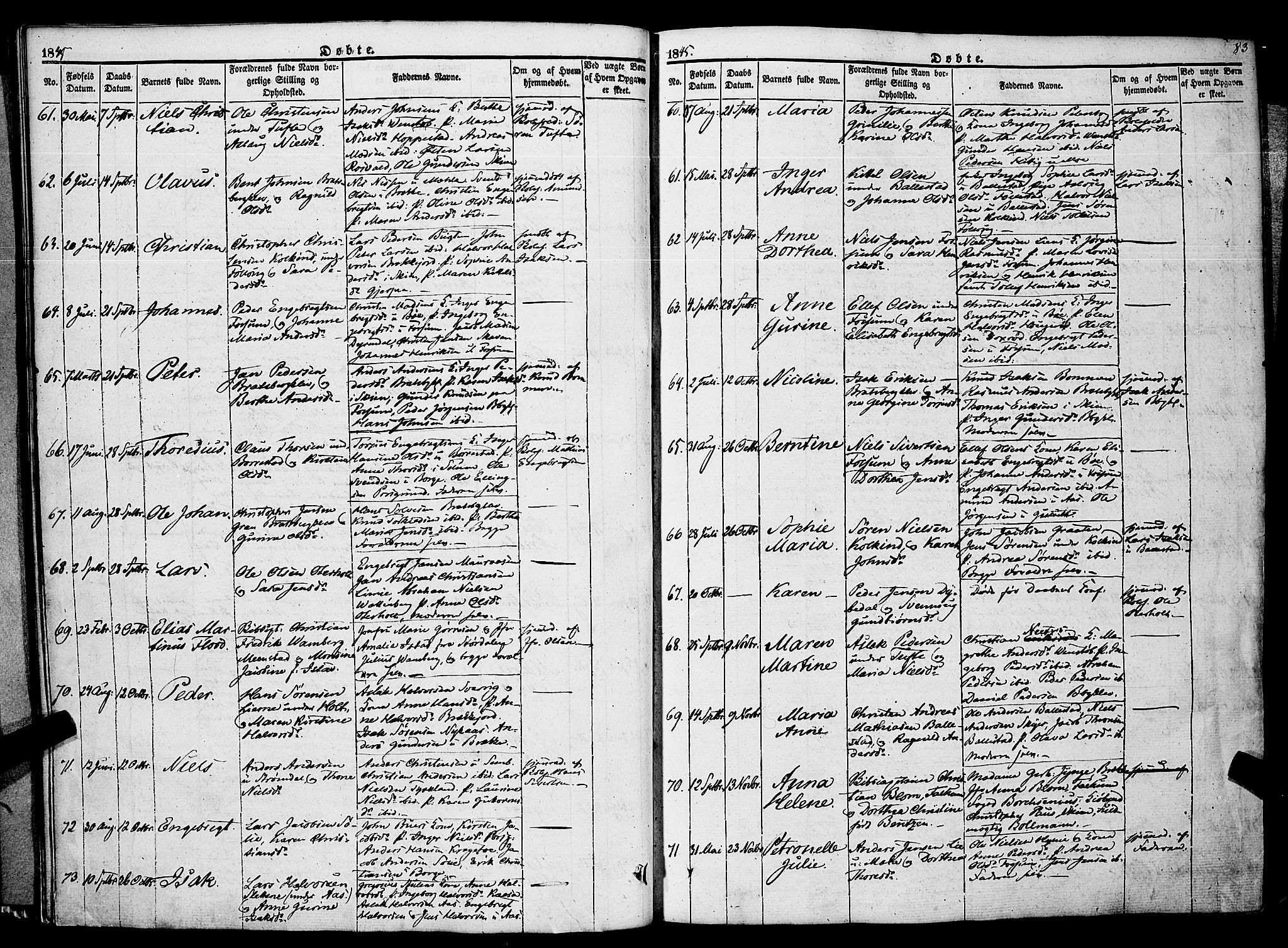 Gjerpen kirkebøker, SAKO/A-265/F/Fa/L0007a: Parish register (official) no. I 7A, 1834-1857, p. 83