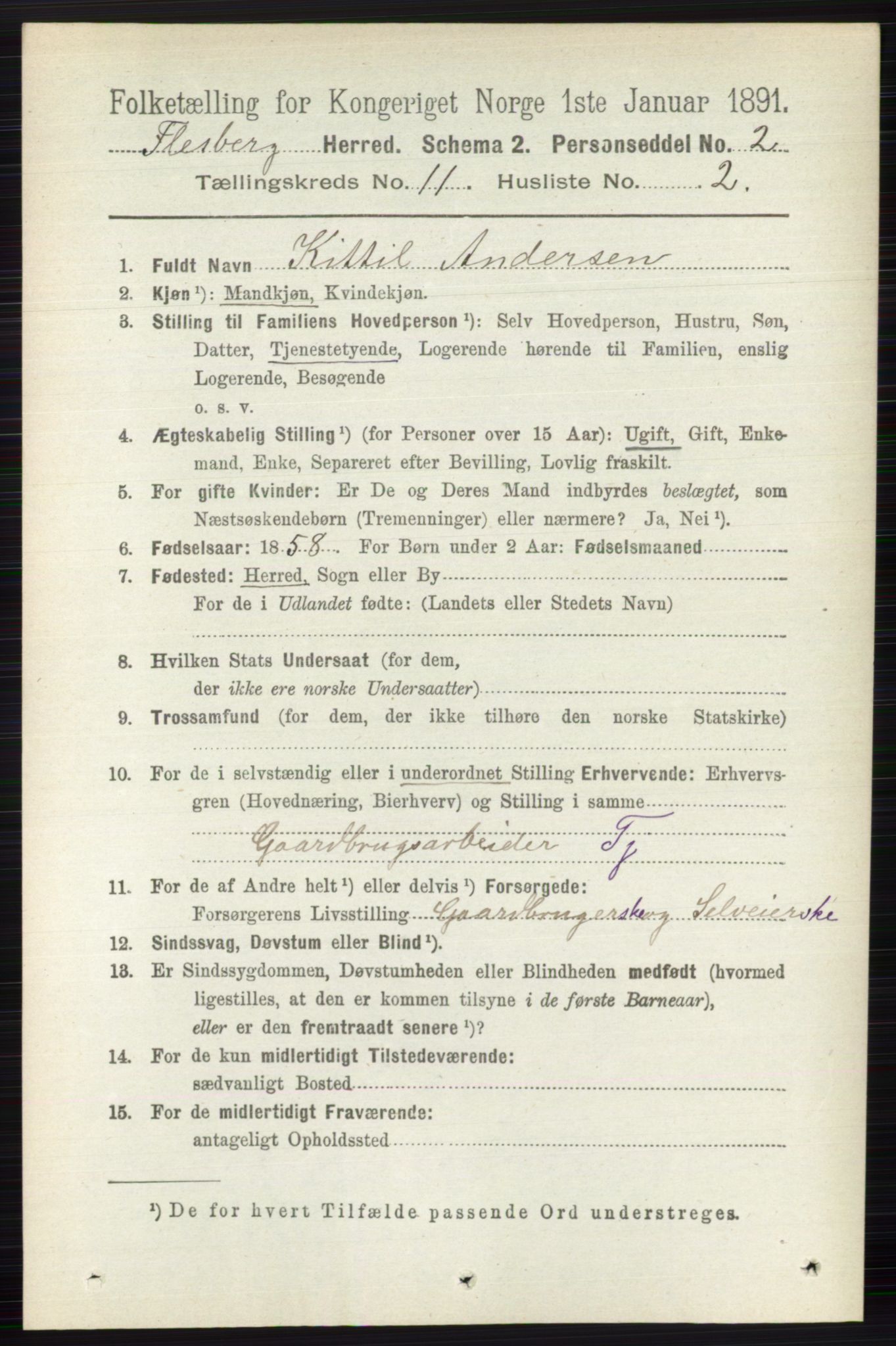 RA, 1891 census for 0631 Flesberg, 1891, p. 1779