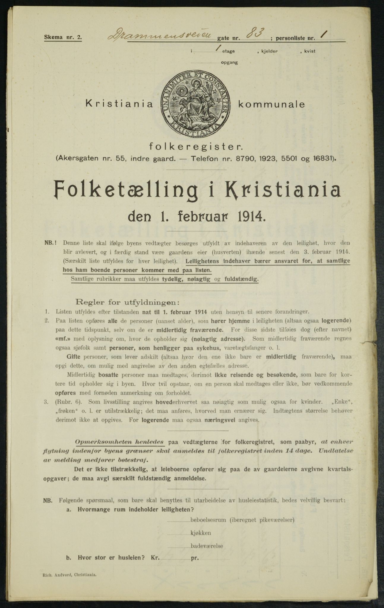 OBA, Municipal Census 1914 for Kristiania, 1914, p. 17080