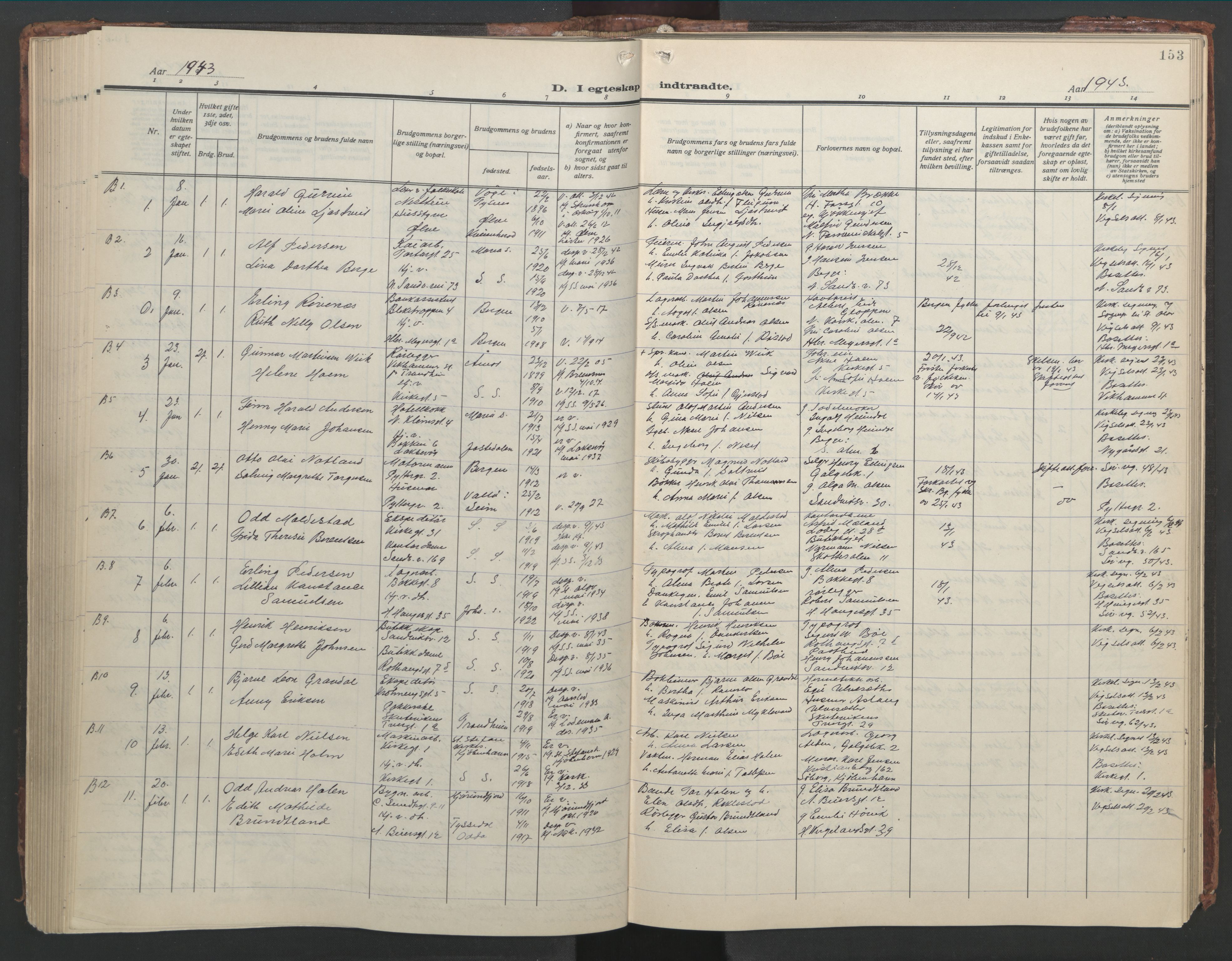 Sandviken Sokneprestembete, SAB/A-77601/H/Hb/L0015: Parish register (copy) no. D 2, 1929-1953, p. 152b-153a