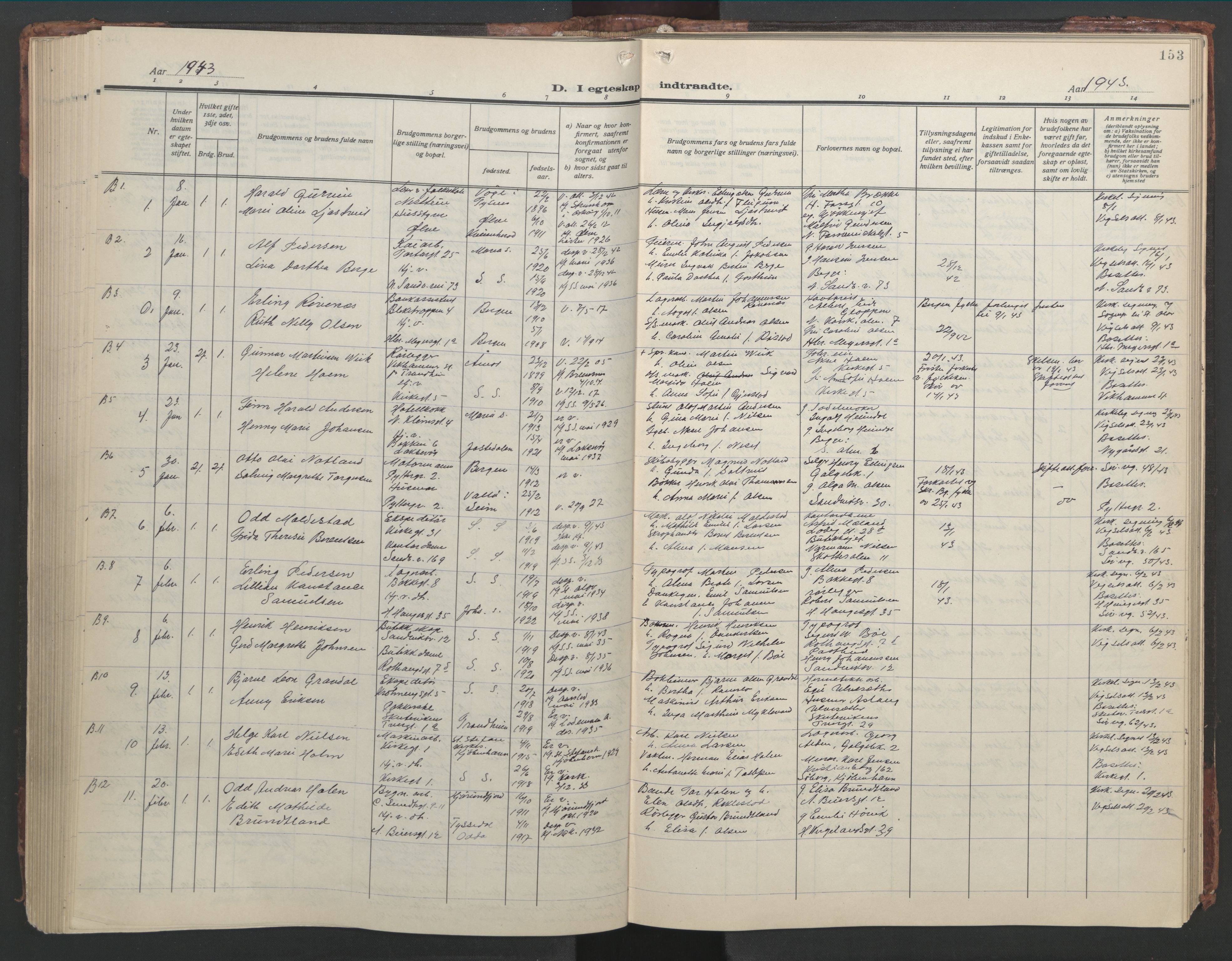 Sandviken Sokneprestembete, AV/SAB-A-77601/H/Hb/L0015: Parish register (copy) no. D 2, 1929-1953, p. 152b-153a