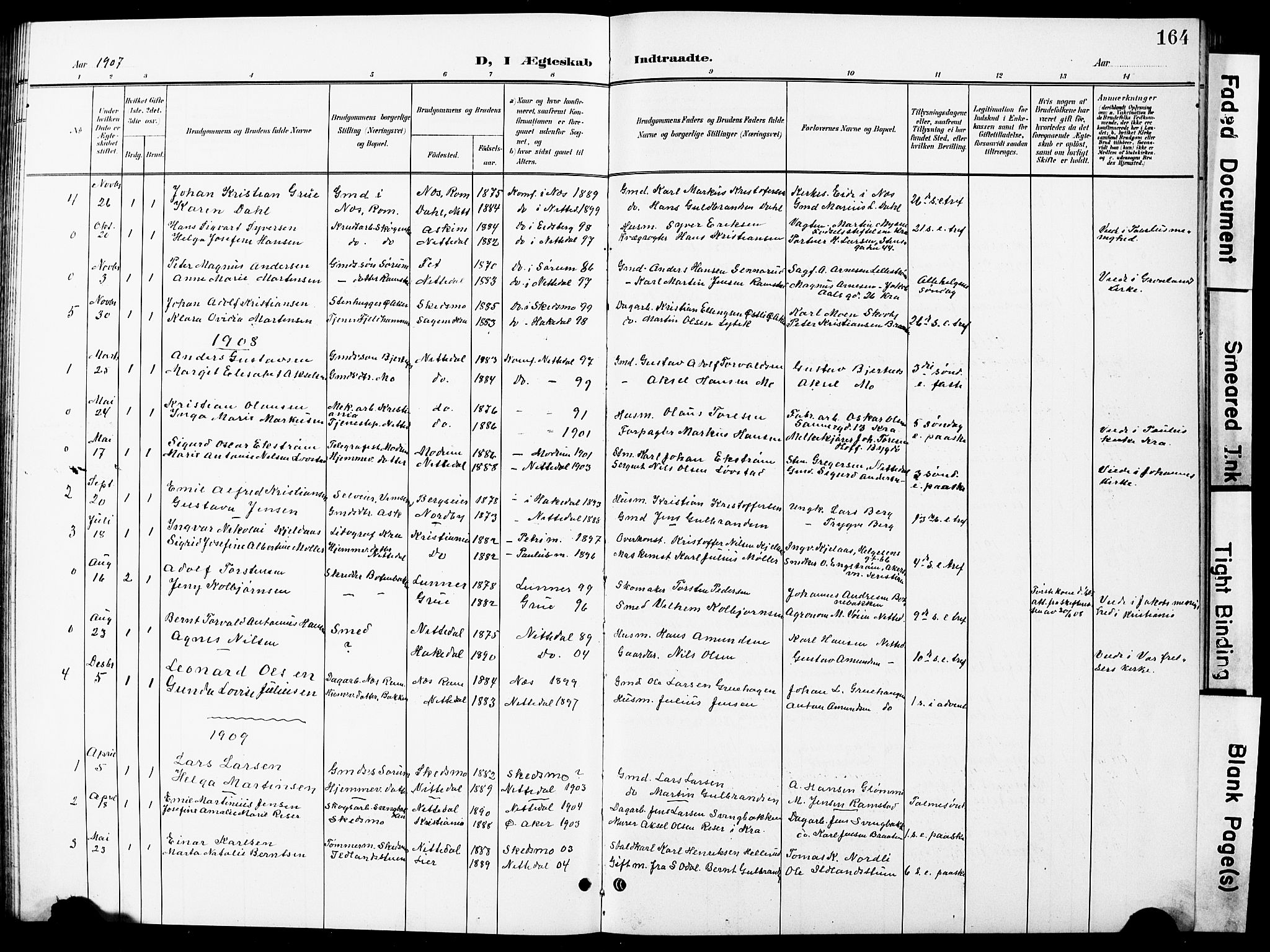 Nittedal prestekontor Kirkebøker, SAO/A-10365a/G/Ga/L0003: Parish register (copy) no. I 3, 1902-1929, p. 164