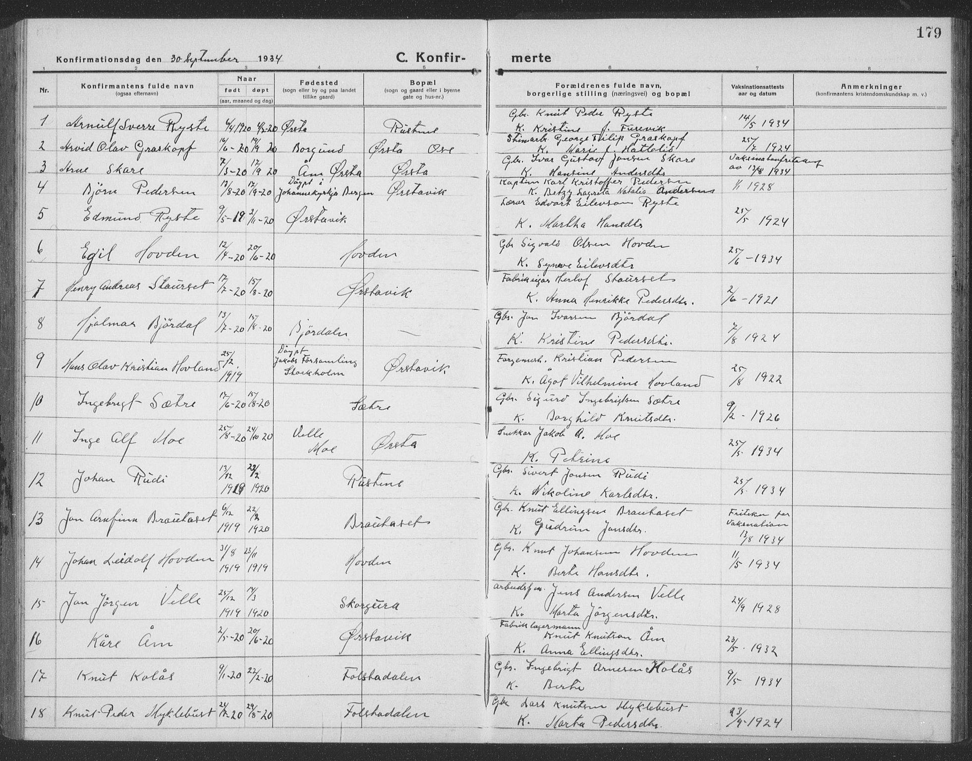 Ministerialprotokoller, klokkerbøker og fødselsregistre - Møre og Romsdal, SAT/A-1454/513/L0191: Parish register (copy) no. 513C05, 1920-1941, p. 179