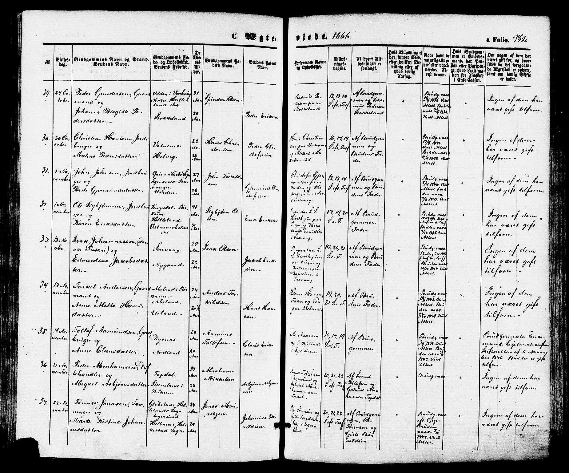 Eigersund sokneprestkontor, AV/SAST-A-101807/S08/L0014: Parish register (official) no. A 13, 1866-1878, p. 382