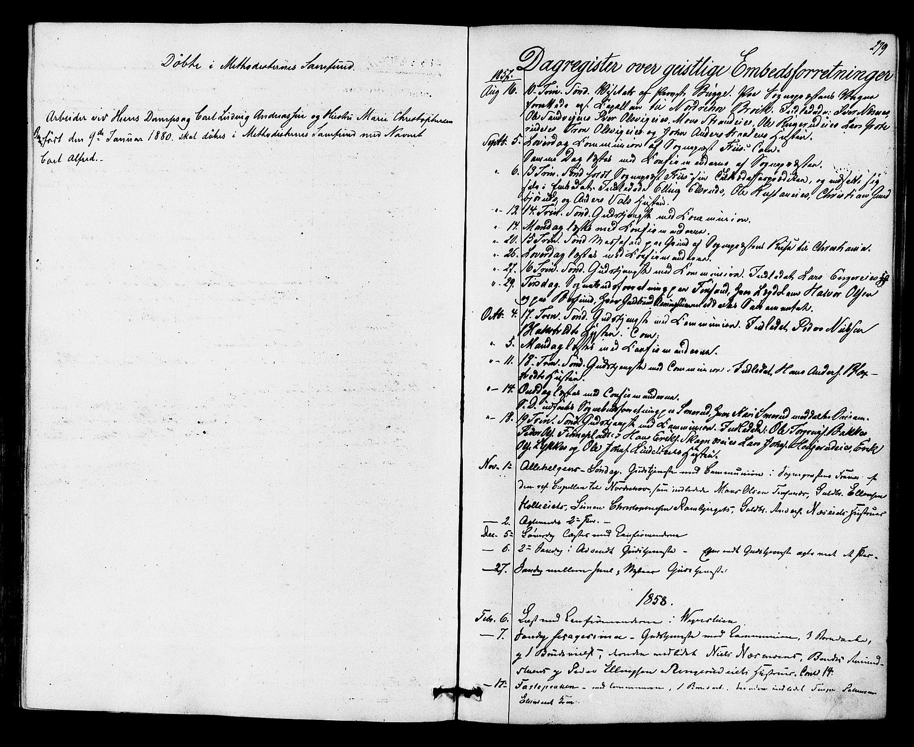 Ådal kirkebøker, SAKO/A-248/F/Fa/L0002: Parish register (official) no. I 2, 1857-1883, p. 279