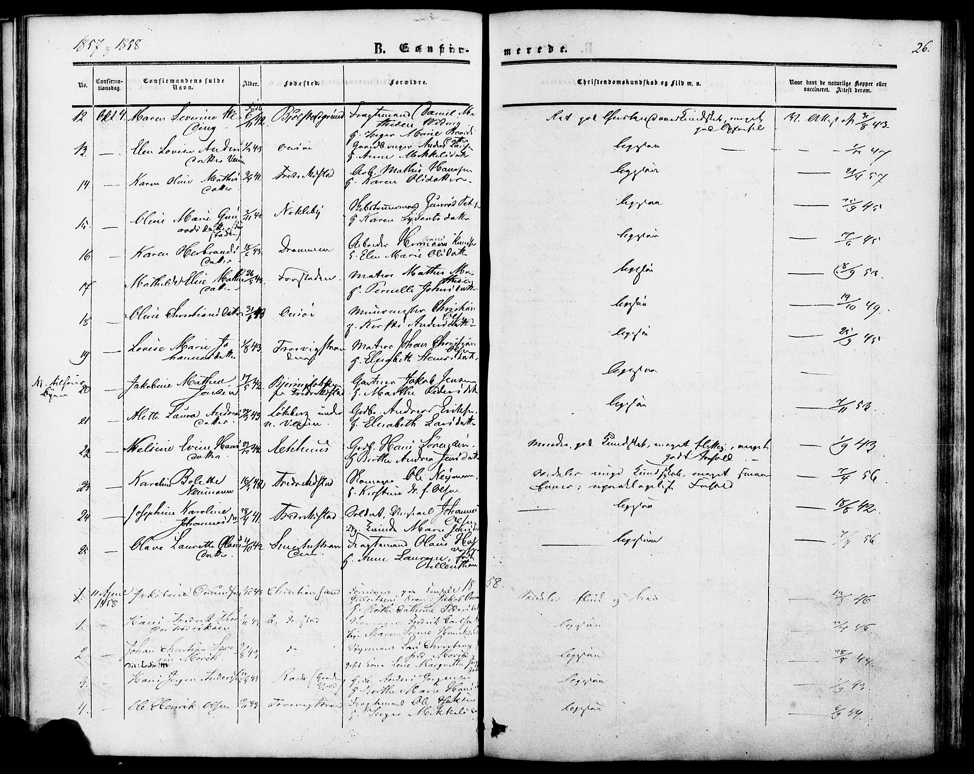 Glemmen prestekontor Kirkebøker, AV/SAO-A-10908/F/Fa/L0006: Parish register (official) no. 6, 1849-1865, p. 26