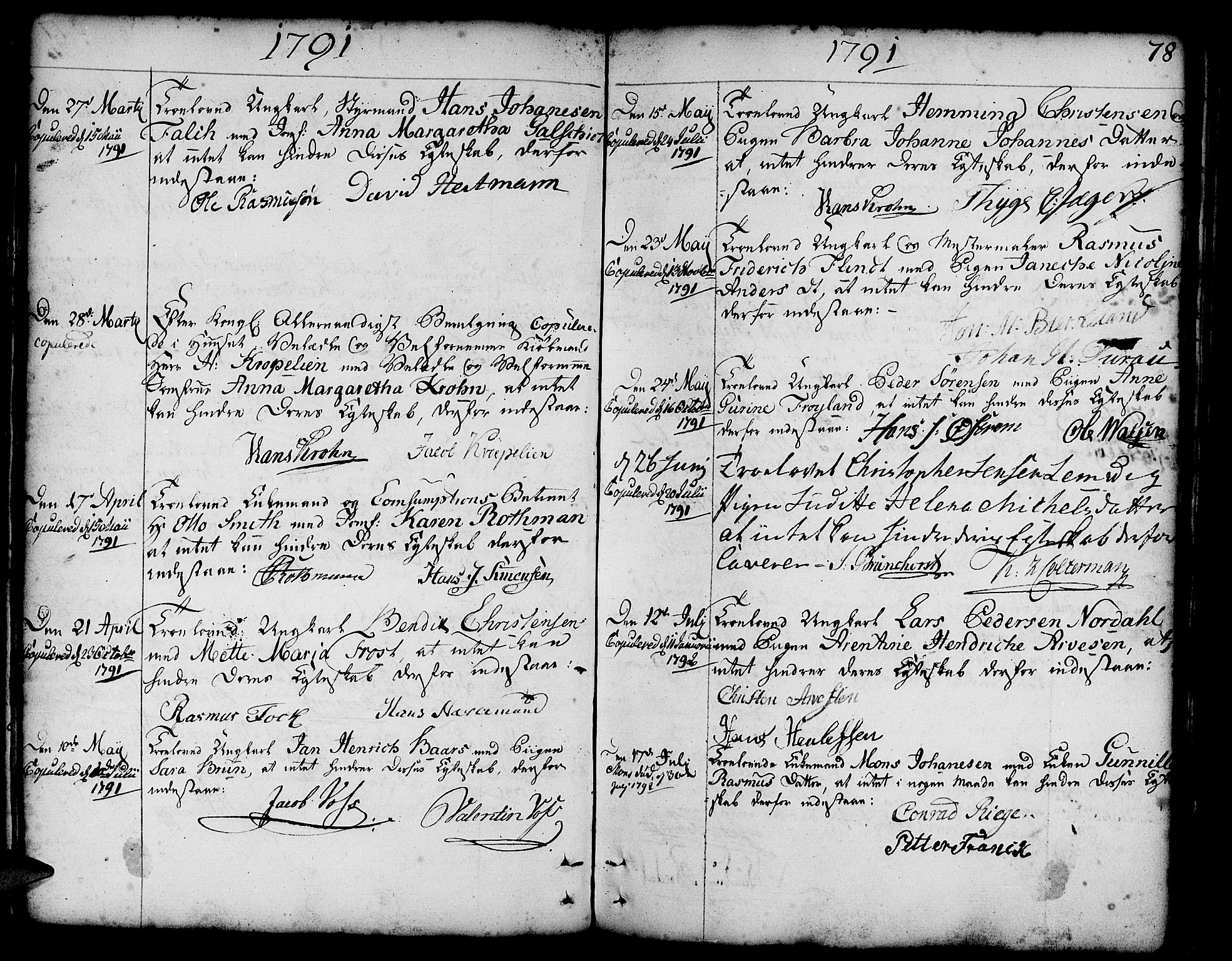 Nykirken Sokneprestembete, SAB/A-77101/H/Haa/L0008: Parish register (official) no. A 8, 1776-1814, p. 78