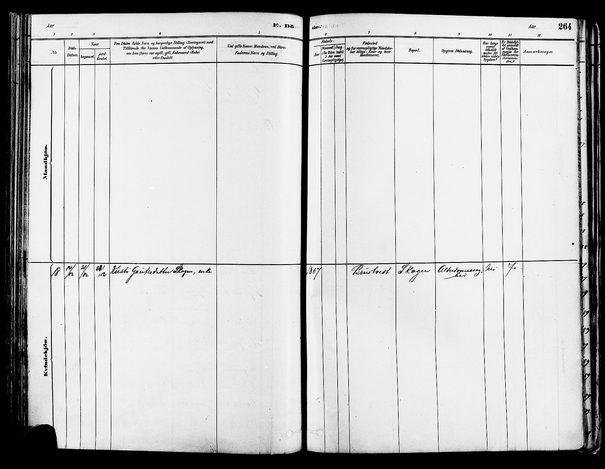 Suldal sokneprestkontor, AV/SAST-A-101845/01/IV/L0011: Parish register (official) no. A 11, 1878-1900, p. 264