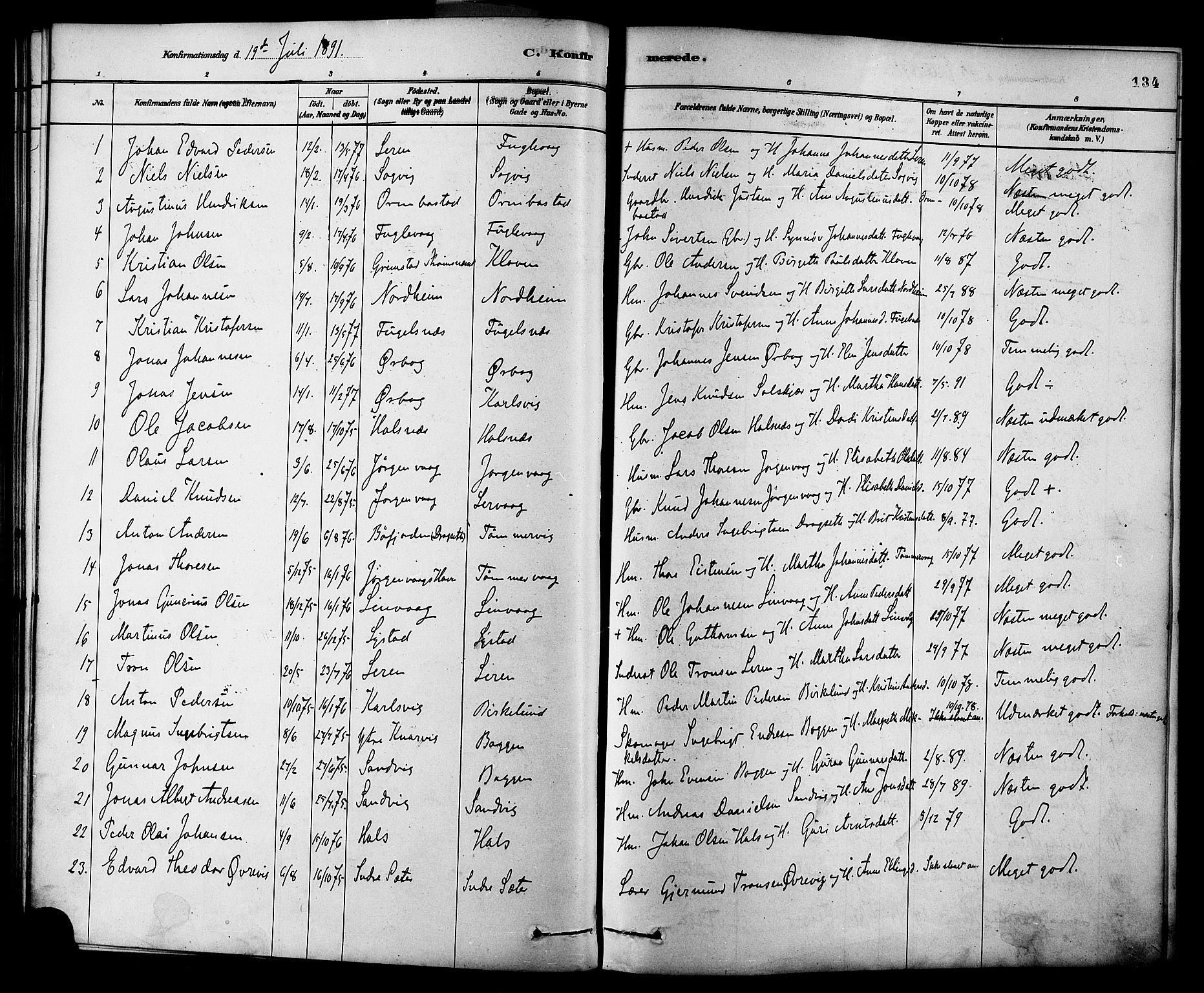 Ministerialprotokoller, klokkerbøker og fødselsregistre - Møre og Romsdal, AV/SAT-A-1454/577/L0896: Parish register (official) no. 577A03, 1880-1898, p. 134