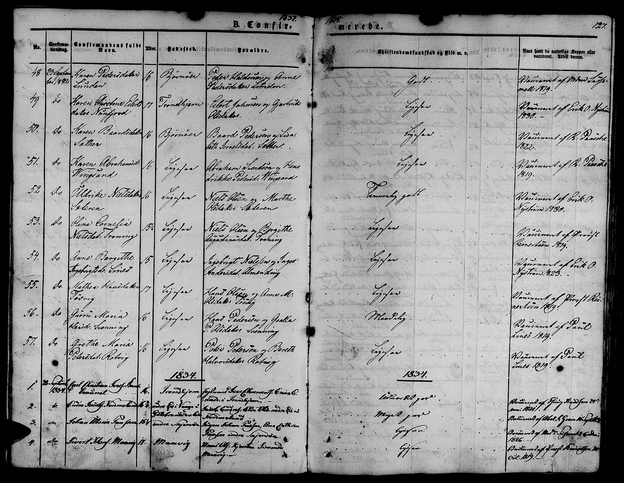 Ministerialprotokoller, klokkerbøker og fødselsregistre - Sør-Trøndelag, AV/SAT-A-1456/657/L0703: Parish register (official) no. 657A04, 1831-1846, p. 127