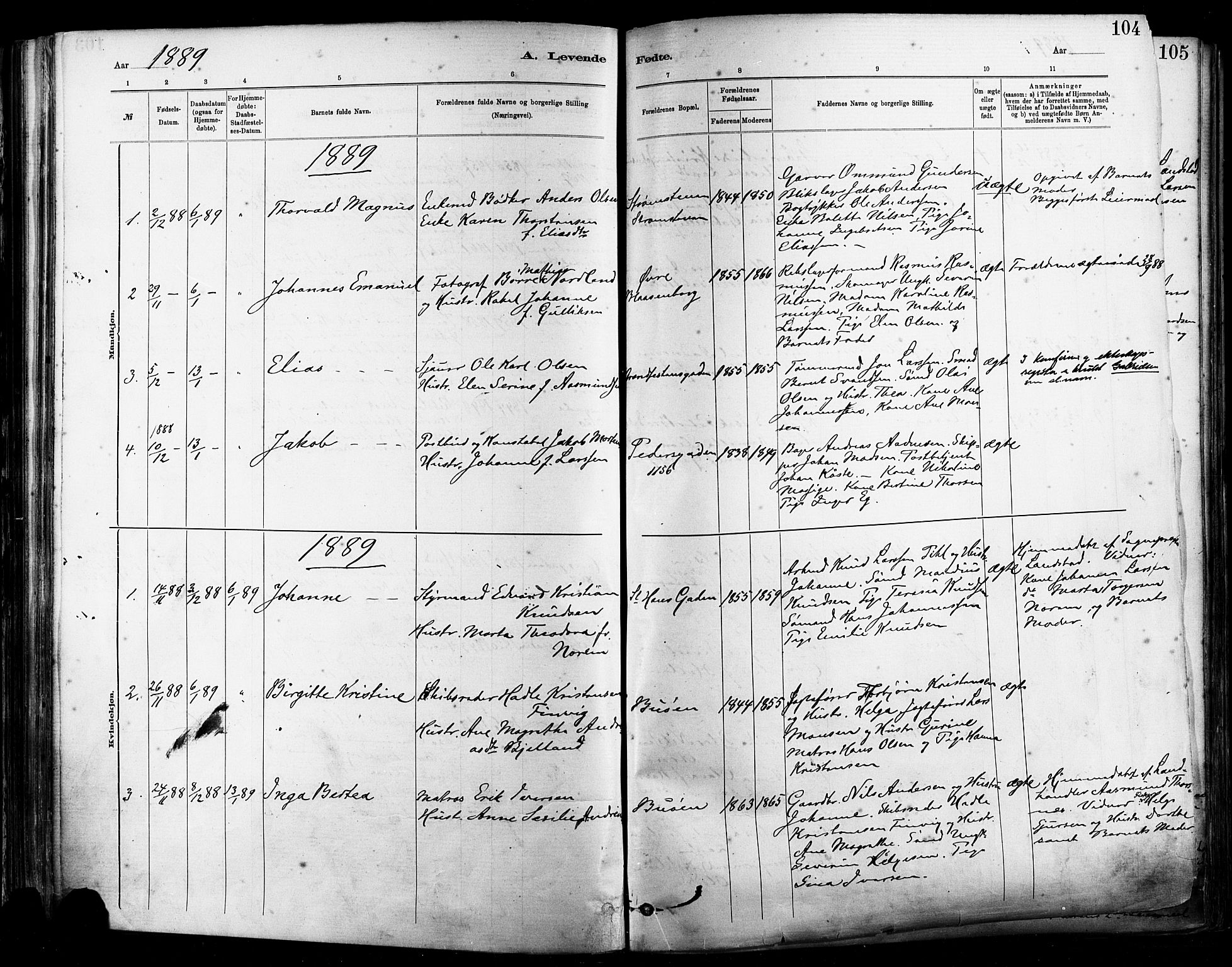 St. Johannes sokneprestkontor, SAST/A-101814/001/30/30BA/L0001: Parish register (official) no. A 1, 1885-1891, p. 104