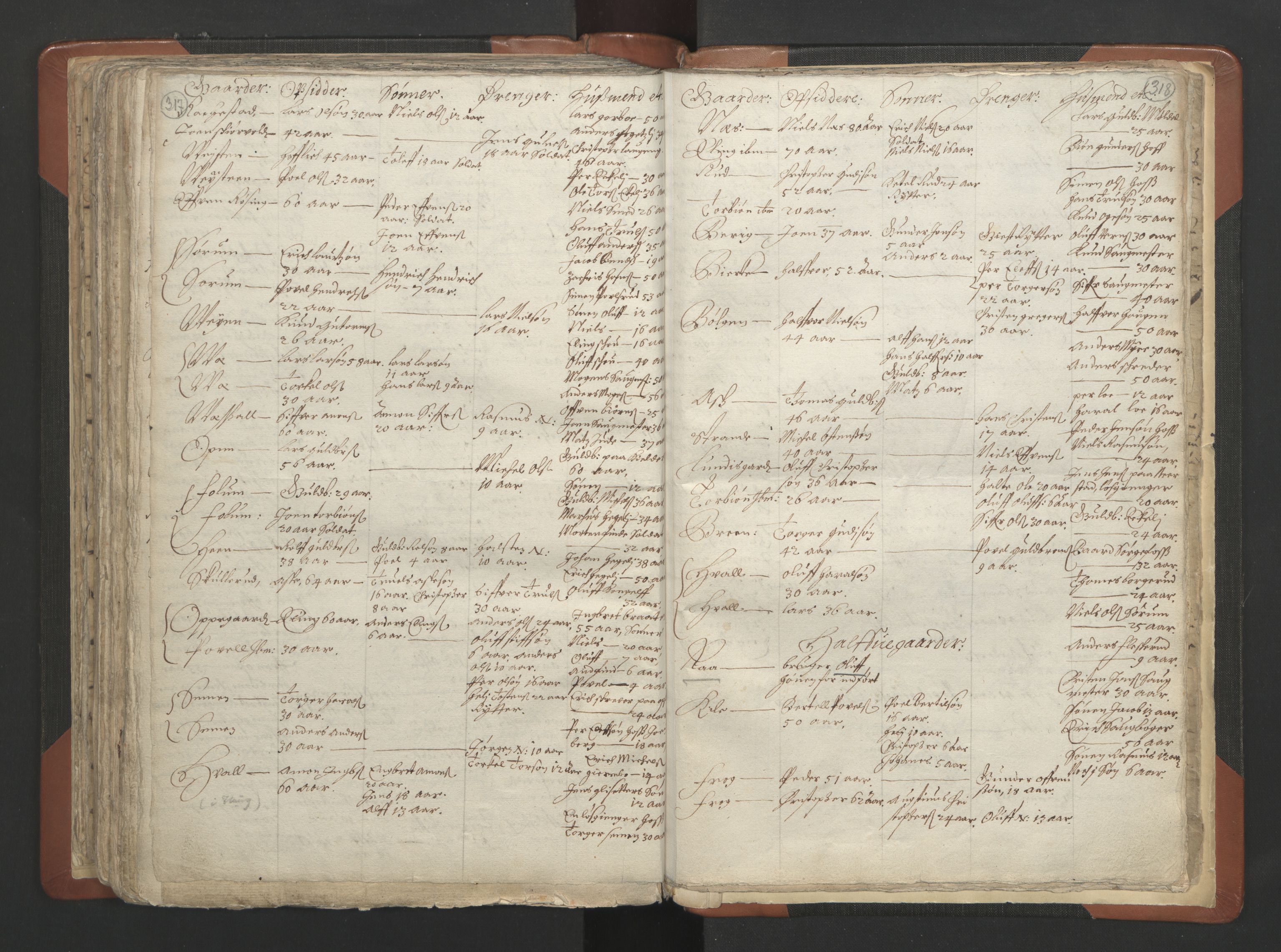 RA, Vicar's Census 1664-1666, no. 7: Hadeland deanery, 1664-1666, p. 317-318