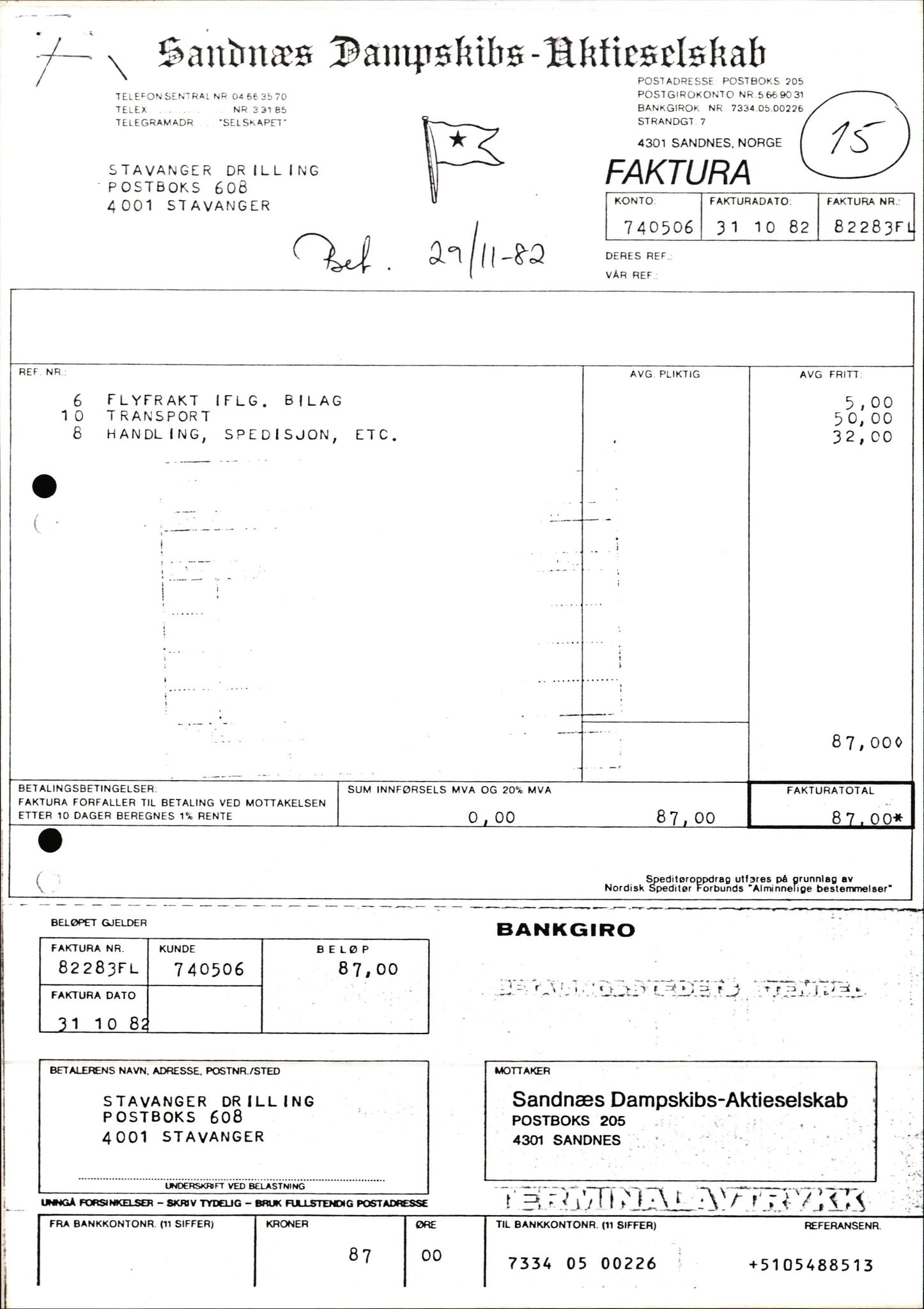 Pa 1503 - Stavanger Drilling AS, AV/SAST-A-101906/2/E/Ec/Eca/L0013: Sak og korrespondanse, 1980-1982