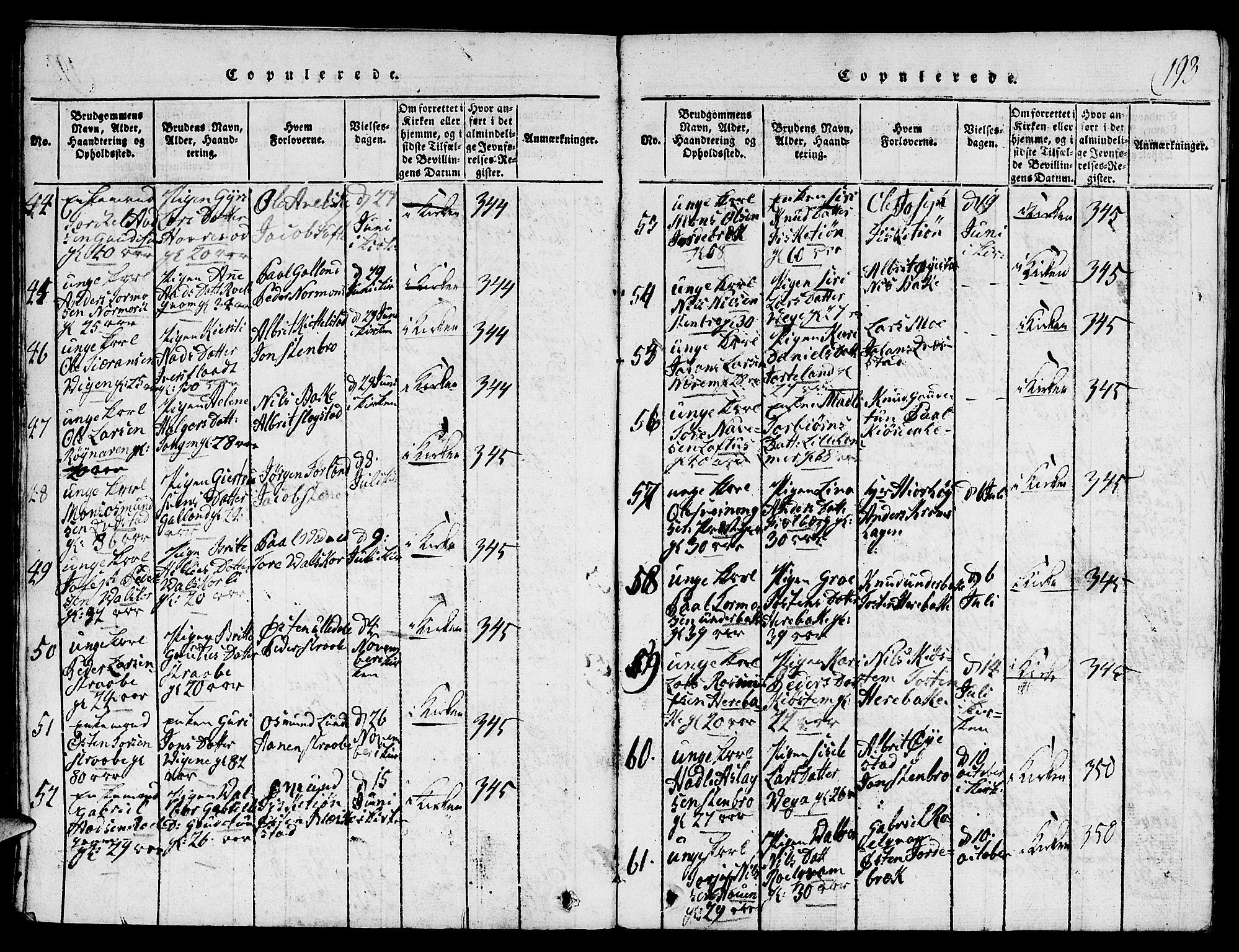 Suldal sokneprestkontor, AV/SAST-A-101845/01/V/L0001: Parish register (copy) no. B 1, 1816-1836, p. 193