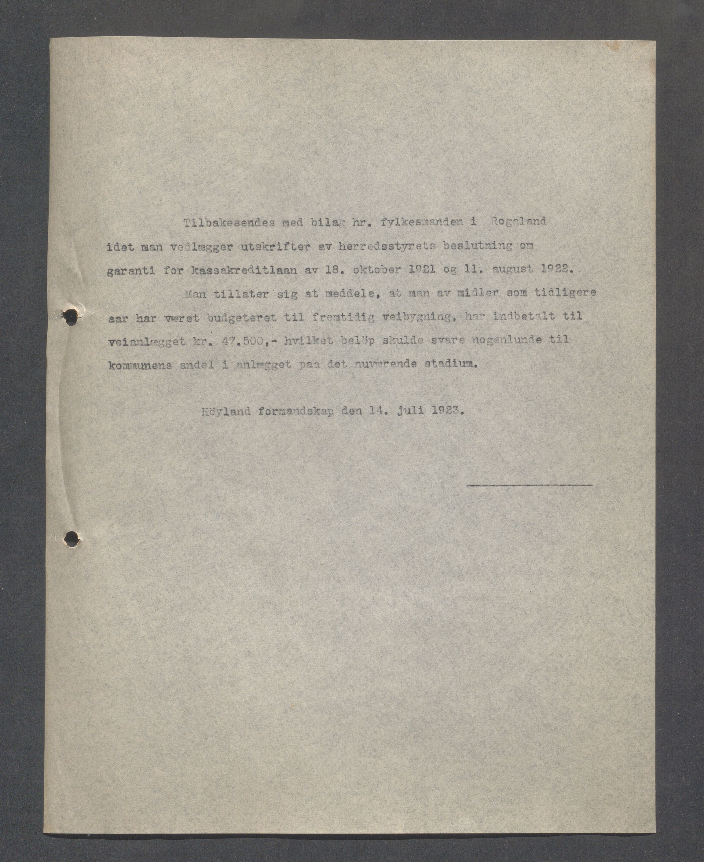 Høyland kommune - Formannskapet, IKAR/K-100046/B/L0006: Kopibok, 1920-1923, p. 90