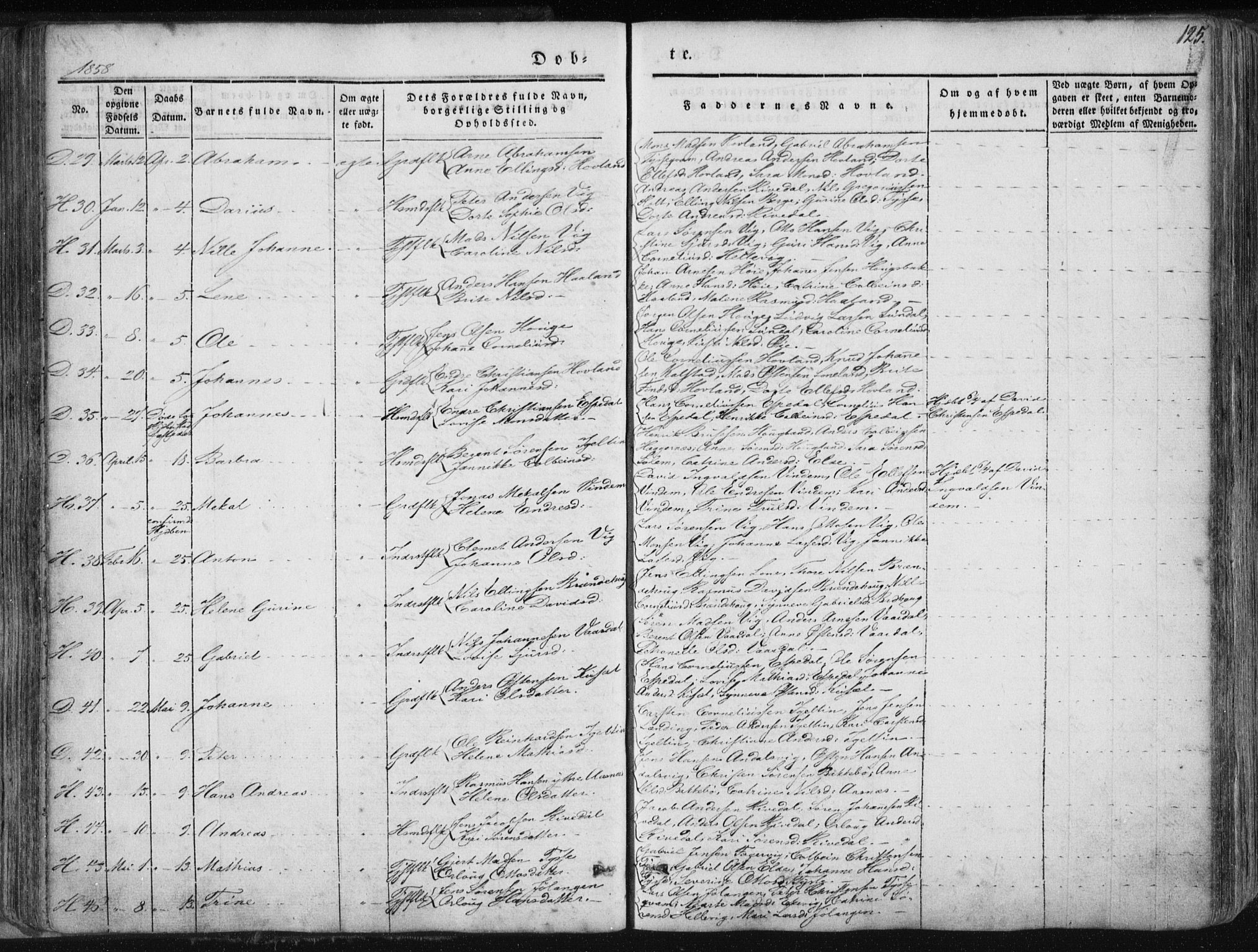 Fjaler sokneprestembete, AV/SAB-A-79801/H/Haa/Haaa/L0006: Parish register (official) no. A 6, 1835-1884, p. 125