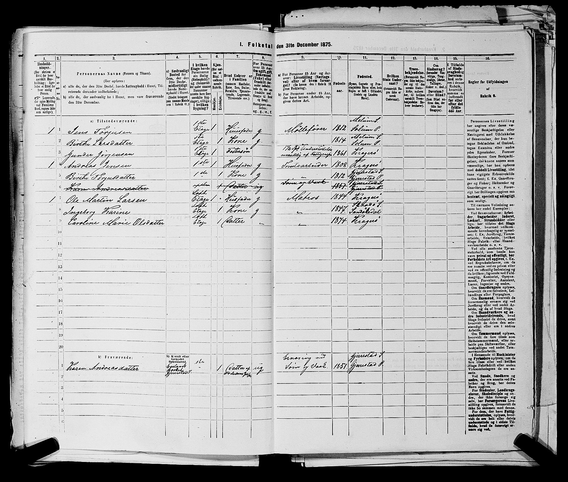 SAKO, 1875 census for 0801P Kragerø, 1875, p. 656