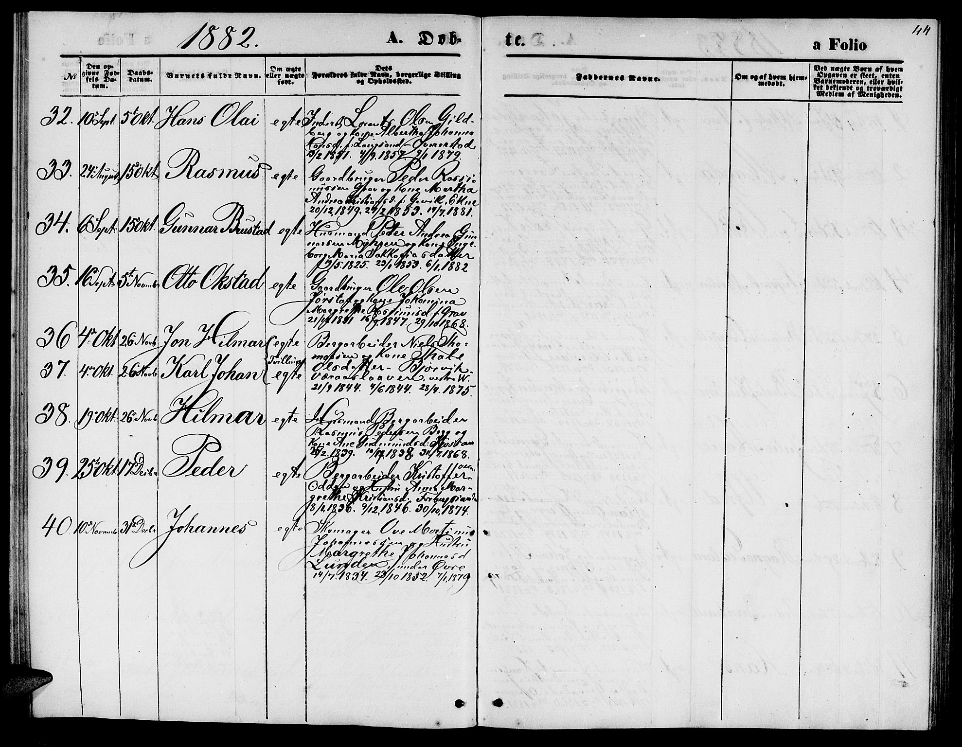 Ministerialprotokoller, klokkerbøker og fødselsregistre - Nord-Trøndelag, SAT/A-1458/722/L0225: Parish register (copy) no. 722C01, 1871-1888, p. 44