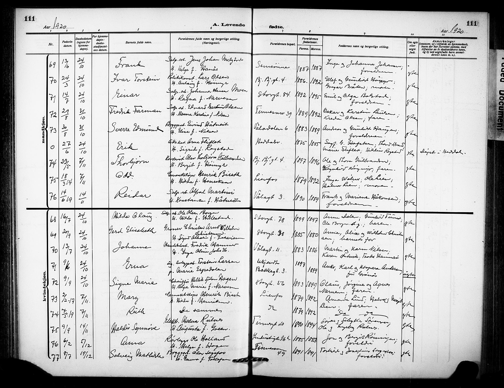 Notodden kirkebøker, AV/SAKO-A-290/G/Ga/L0001: Parish register (copy) no. 1, 1912-1923, p. 111