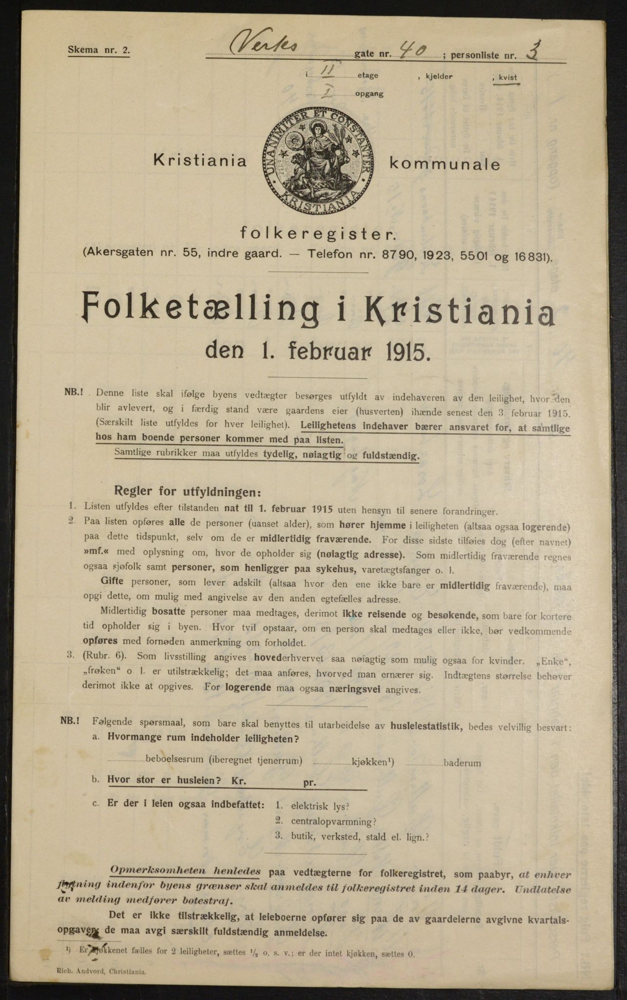 OBA, Municipal Census 1915 for Kristiania, 1915, p. 122899